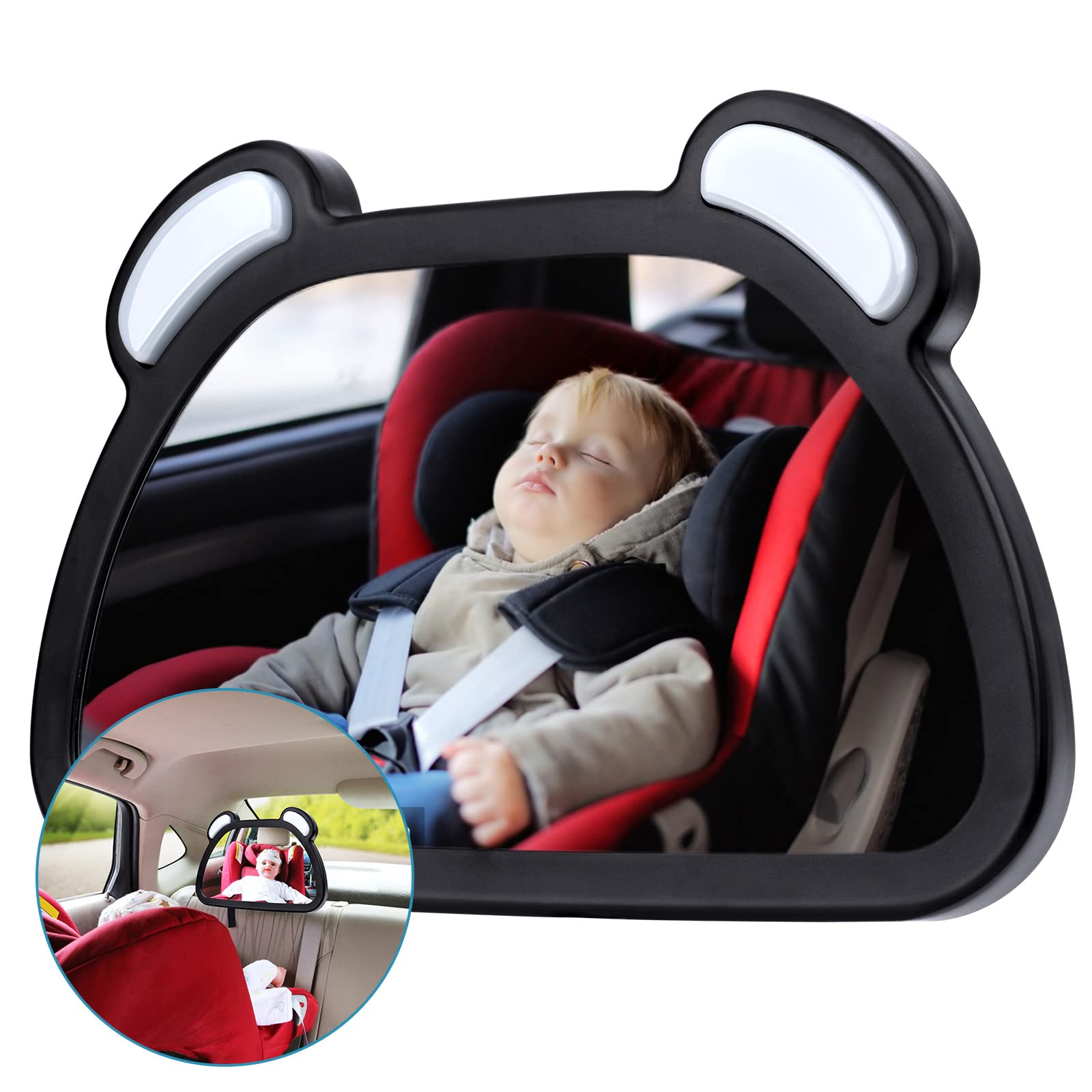 **Dannisly Shatterproof Baby Car Mirror – 360° Adjustable Safety Car Seat Mirror for Rear Facing Infants & Toddlers | Wide-View, Elastic Band Design | Perfect for Road Trips & Daily Commutes**