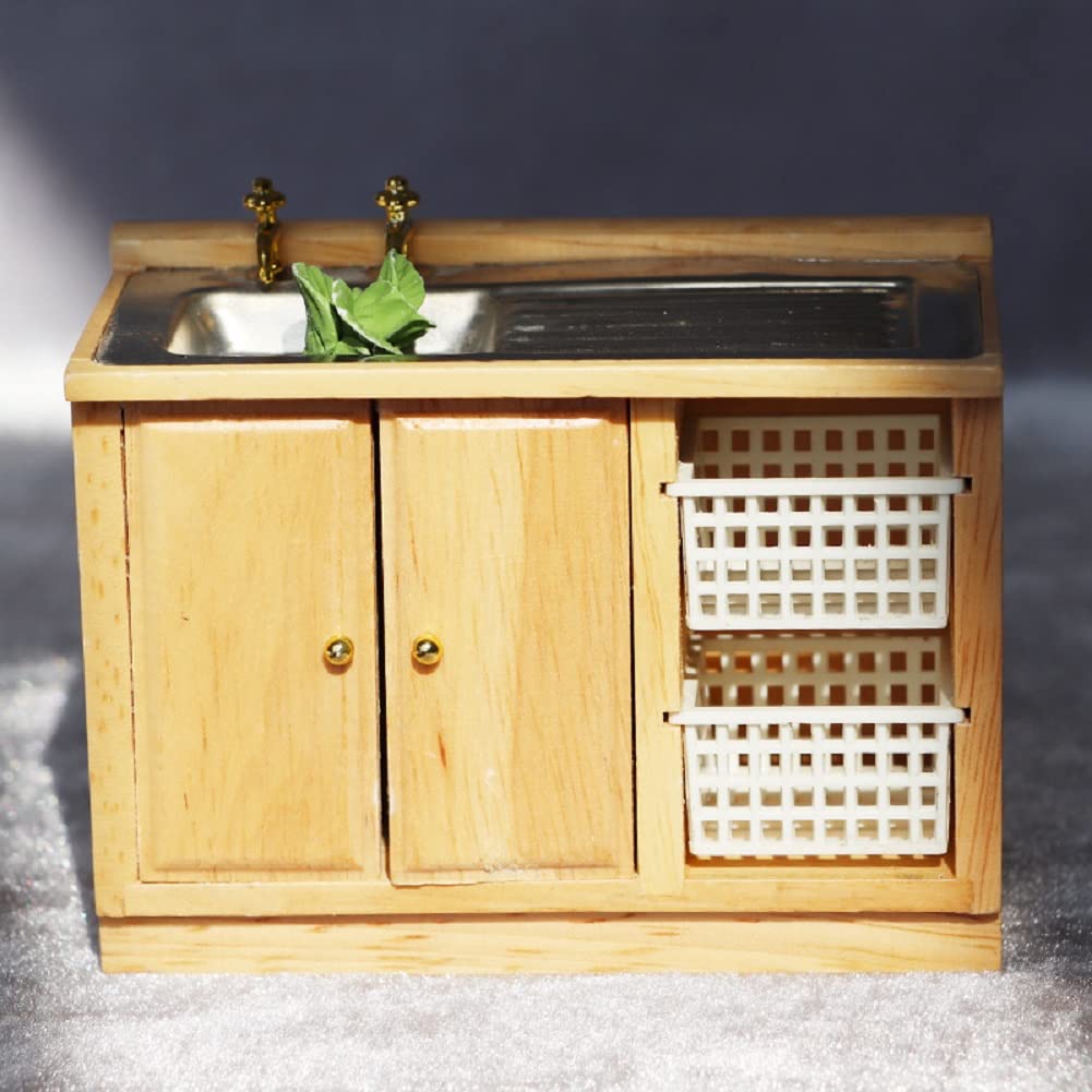 1:12 Scale Miniature Dollhouse Kitchen Sink & Bathroom Basin Set - Belfast Style Cabinet Sink Unit Accessories for Dollhouse Decor, DIY Mini Scenes & Model Home Furnishings - Perfect for Dollhouse Collectors, Miniature Enthusiasts & DIY Craft Projects
