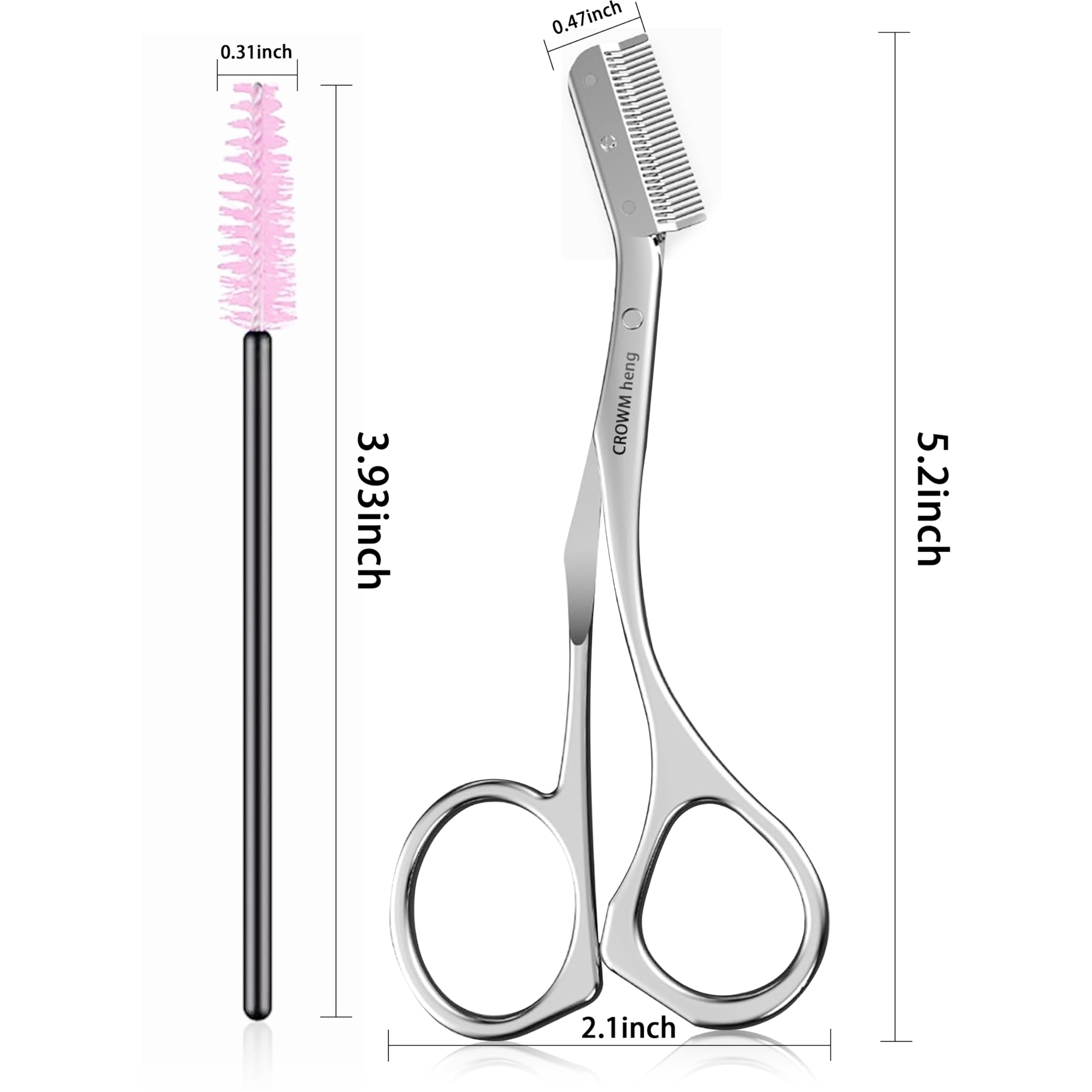 Professional Eyebrow Scissors with Comb - Stainless Steel Eyebrow Trimmer for Precise Shaping - Unisex Eyebrow Grooming Kit for Salon & Home Use - Perfect for Eyebrow, Eyelash & Facial Hair Trimming