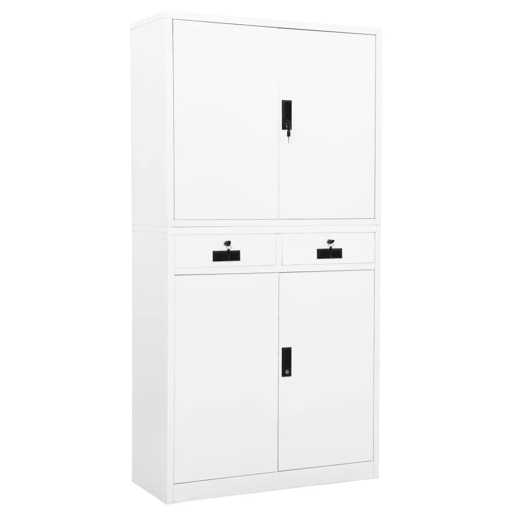 White Steel File Cabinet with Lock - 35.4