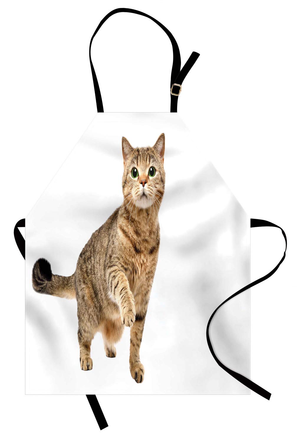 Ambesonne Kitty Apron - Scottish Straight Cat Design, Adjustable Unisex Kitchen Bib for Cooking & Gardening