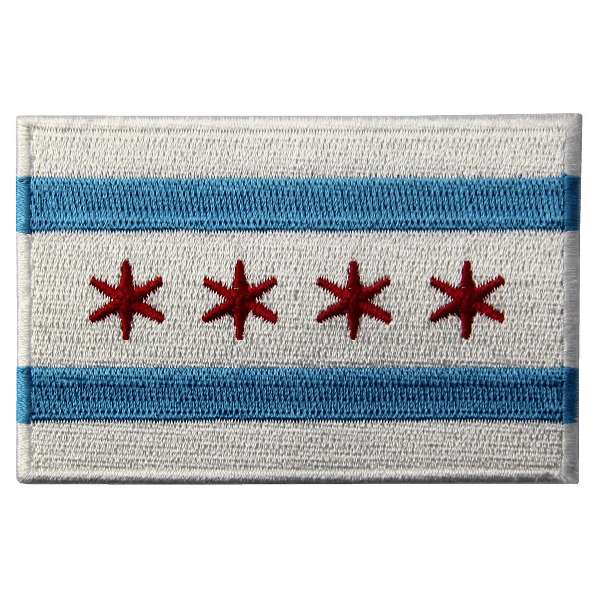 Chicago City Flag Embroidered Iron On Patch - Illinois State Sew On Applique for Jackets, Bags & DIY Crafts