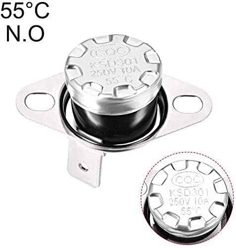 Heyiarbeit 5Pcs KSD301 Thermostat 55°C/131°F Normally Open N.O Adjustable Snap Disc Temperature Switch - Compatible with Microwave, Oven, Coffee Maker, Water Heater & Home Appliances