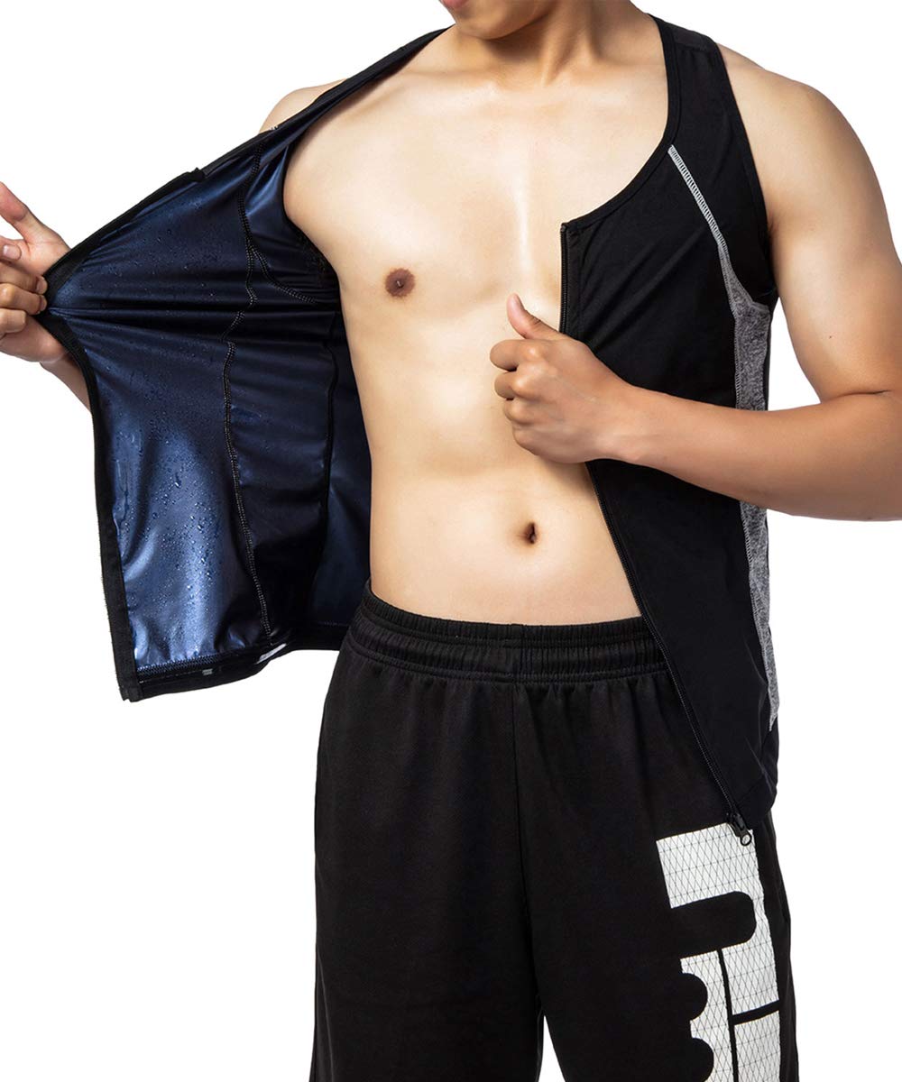 FLORATA Men's Waist Trainer Vest - Slimming Corset Body Shaper with Zipper, Sauna & Workout Shirt for Weight Loss | Gym, Running & Postpartum Recovery