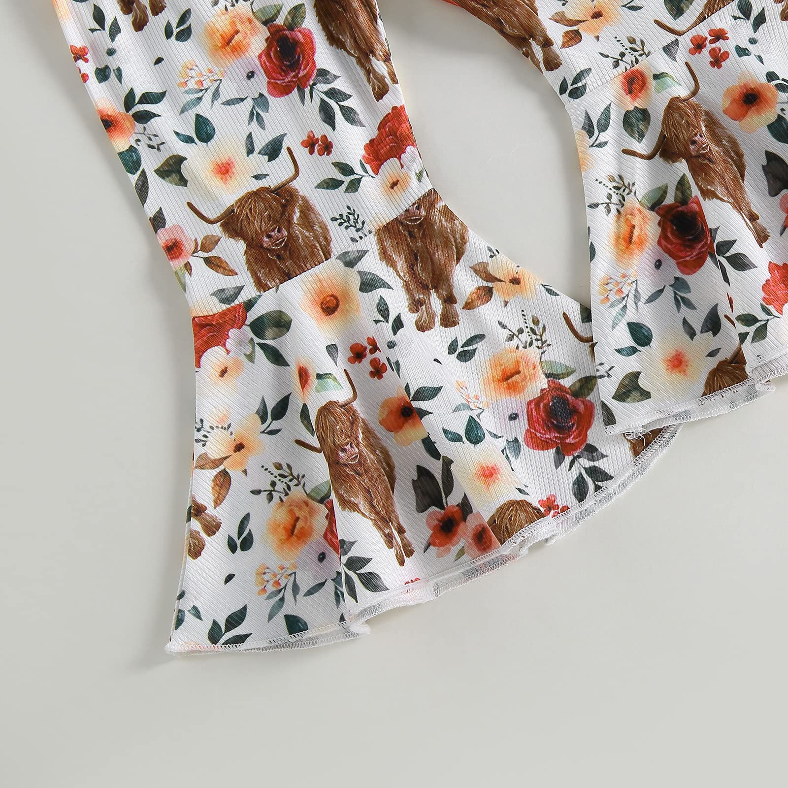 Muasaaluxi Newborn Baby Girl Outfit - Cow Print Short Sleeve Romper with Bell Bottoms & Headband | Western Style Infant Clothes for Photo Shoots, Parties & Everyday Wear