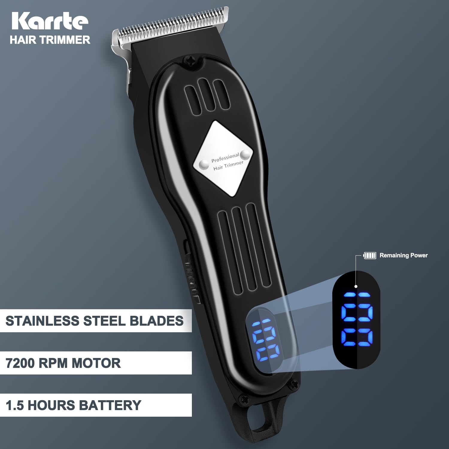 Karrte Professional Cordless Hair Clippers & Beard Trimmer Kit for Men - Barber Hair Cutting Kit with T-Outliner, Grooming Set for Home & Salon Use | Perfect Gift for Men (Black) | Ideal for DIY Haircuts, Beard Trimming & Personal Grooming