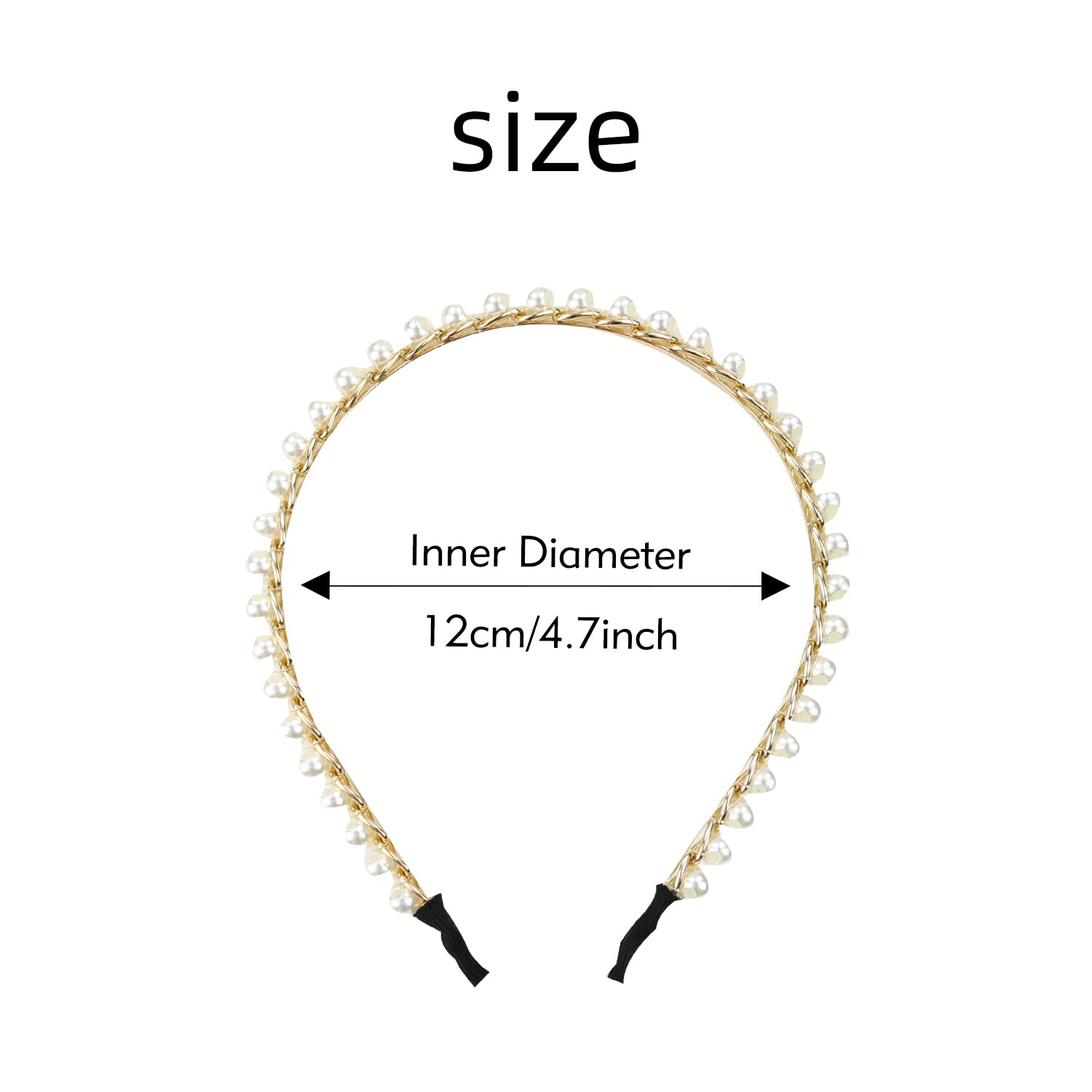 Lawie 8 Pack Skinny Rhinestone Pearl Sparkly Delicate Gold Metal Headbands - Glitter Hair Bands for Women, Slim Thin Hard Hair Hoops, Crown Tiara Hair Holder Headpieces - Perfect for Weddings, Parties & Special Occasions