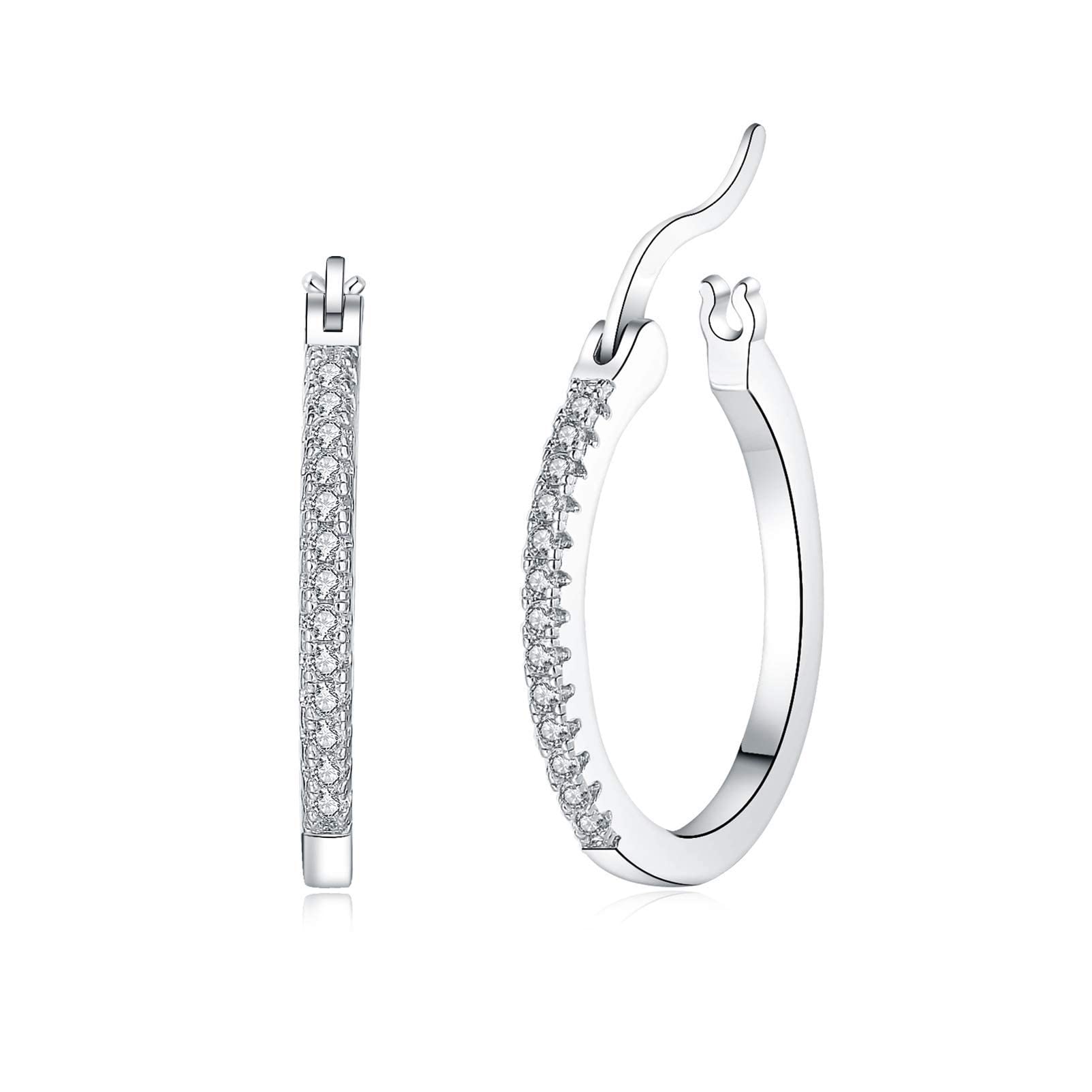 925 Sterling Silver Small Hoop Earrings for Women | Cubic Zirconia Hinged Hoops | Valentine's Day & Birthday Gifts | Everyday Wear & Special Occasions