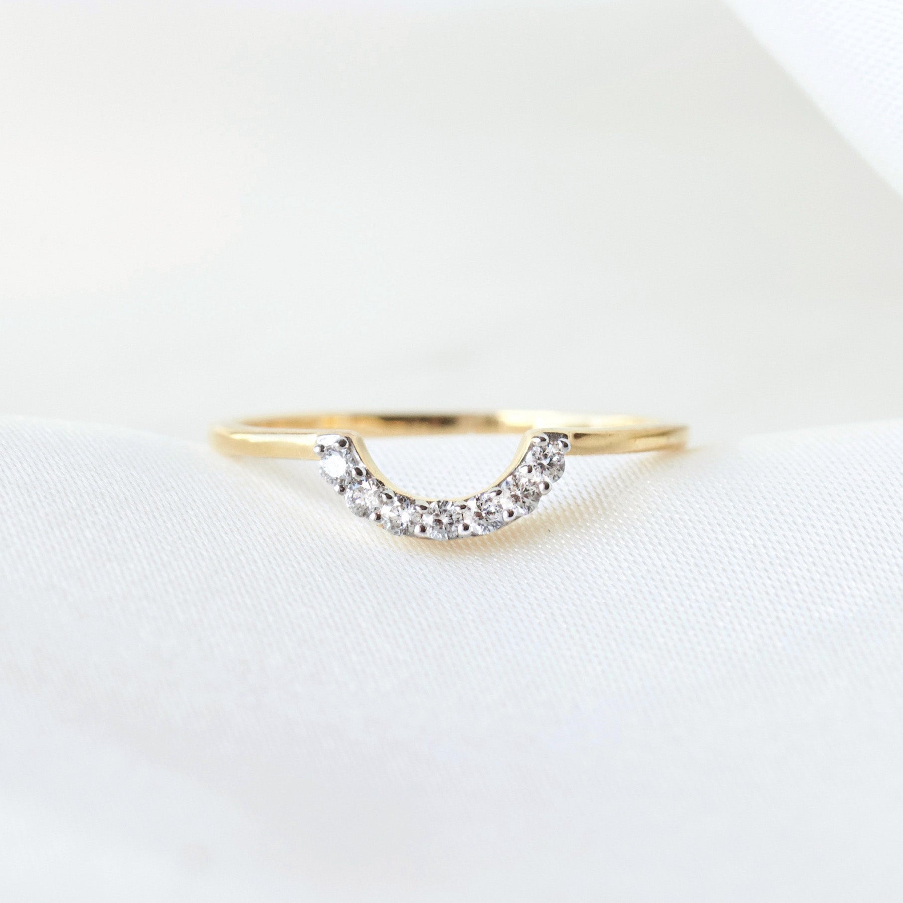Diamond U-Shaped Hugging Ring - Elegant & Comfortable Promise Ring for Women - Perfect for Anniversaries, Engagements & Romantic Gifts
