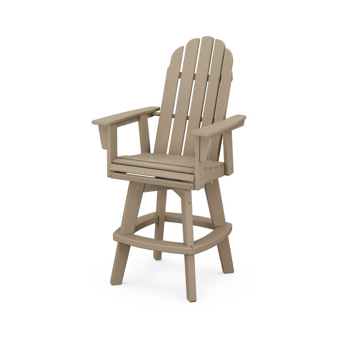 POLYWOOD Vineyard Curveback Adirondack Swivel Counter Chair - Outdoor Bar Stool for Patio, Deck, Poolside & Garden - Weather-Resistant Recycled Plastic Furniture