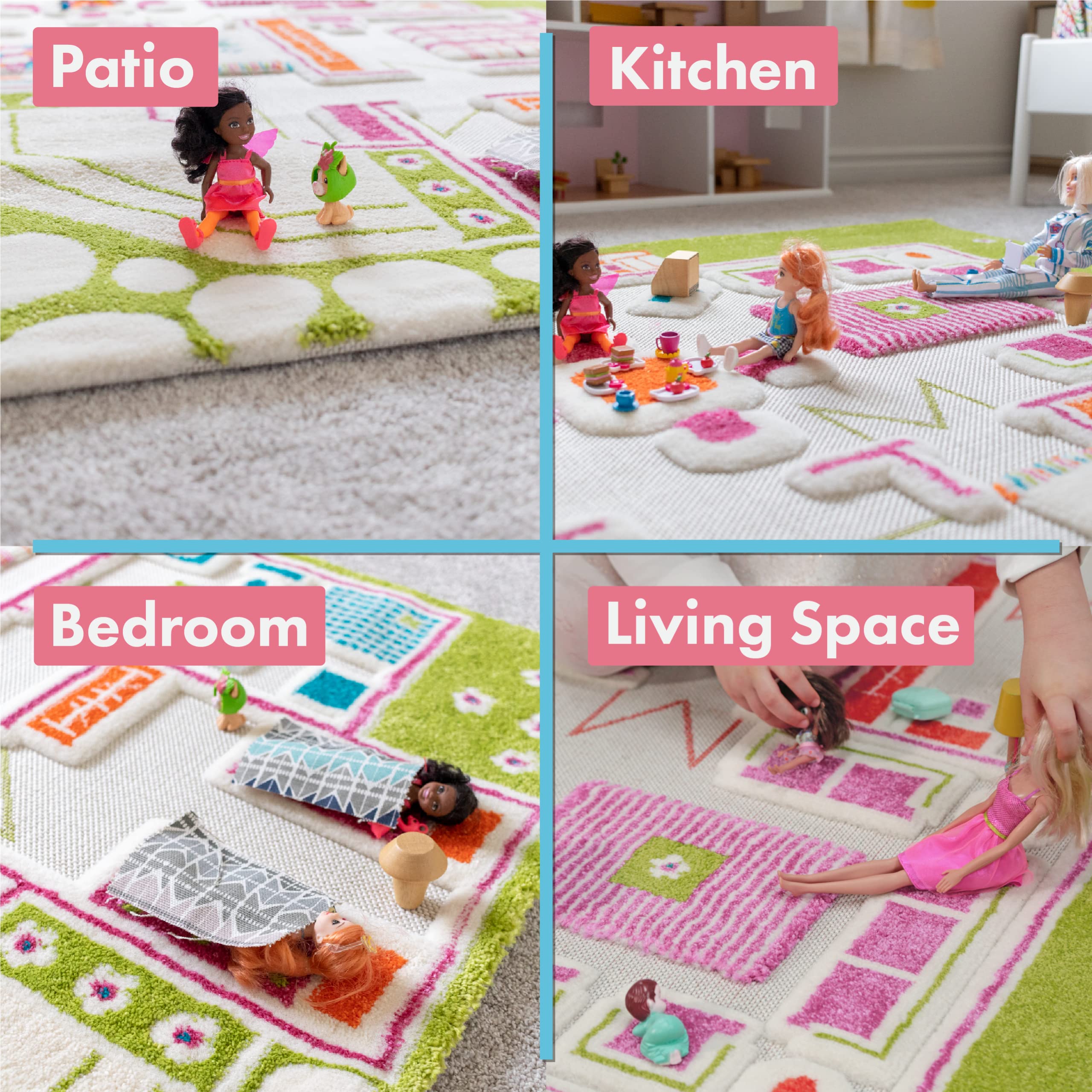IVI Playhouse Green 3D Play Mat - Non-Toxic & Stain Resistant Montessori Educational Activity Toy for Toddlers & Kids (59