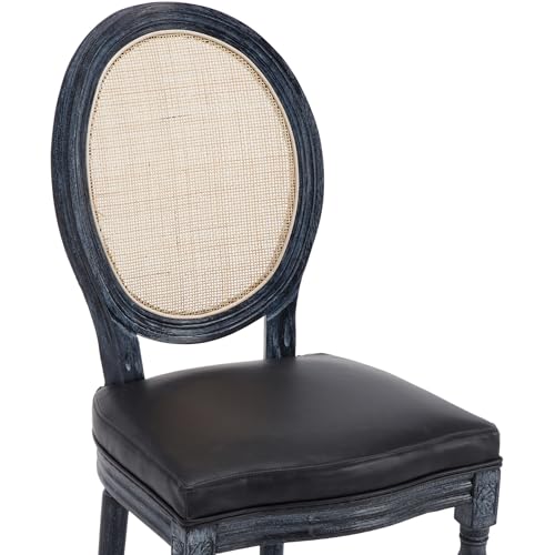 Rattan Rround + Black Leather