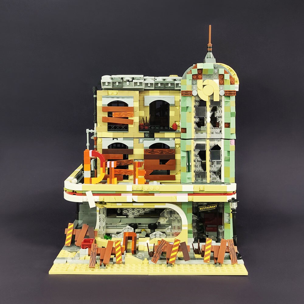 JIE STAR 89101 Downtown Diner Apocalypse Version 2438pcs Building Blocks Set - Creative DIY Model Kit for Adults & Teens | Perfect for Collectors, Home Decoration & Apocalyptic Theme Displays