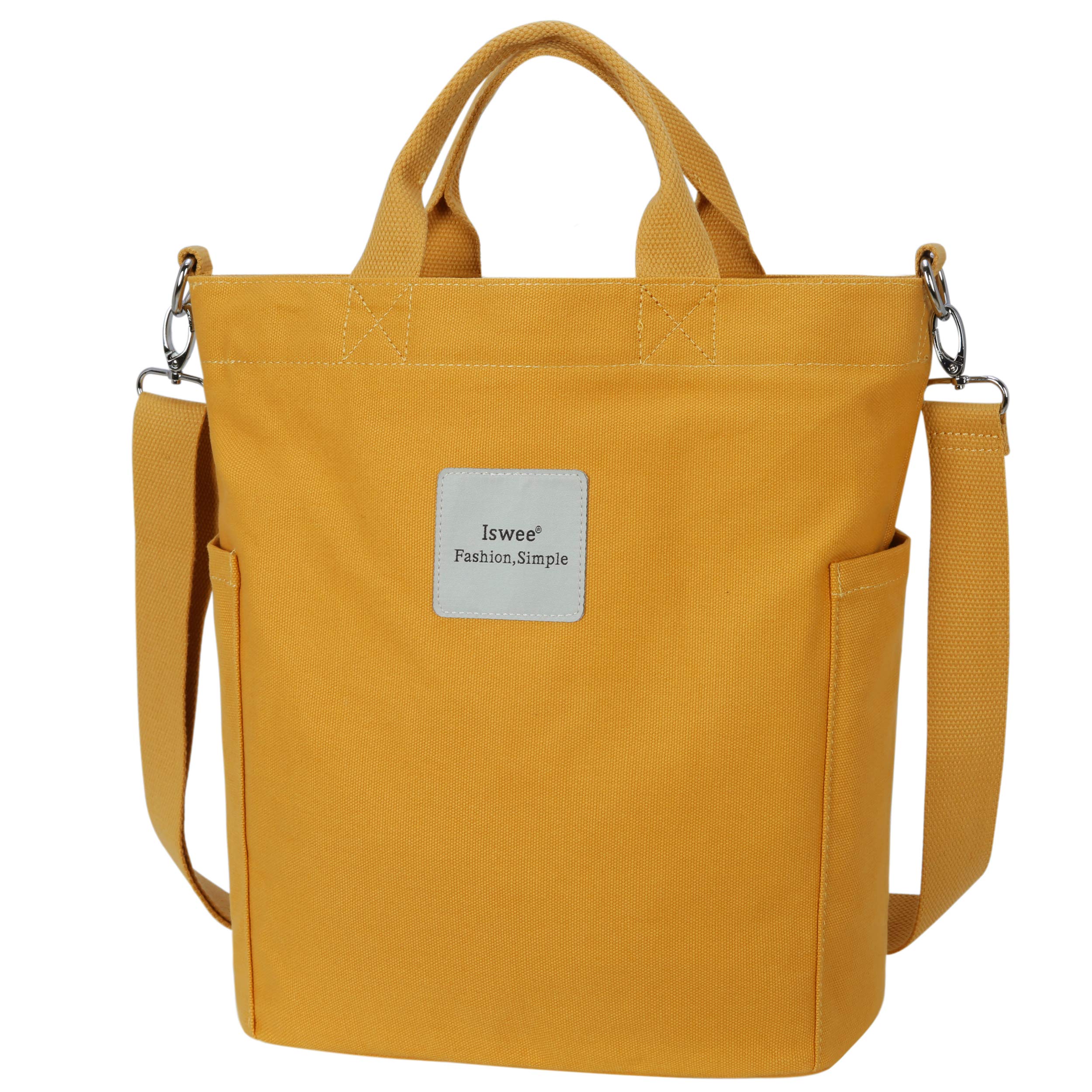 **Iswee Women's Canvas Tote Bag - Stylish Casual Shoulder Bag, Crossbody & Top Handle Work Bag - Perfect for Shopping, Work & Travel**