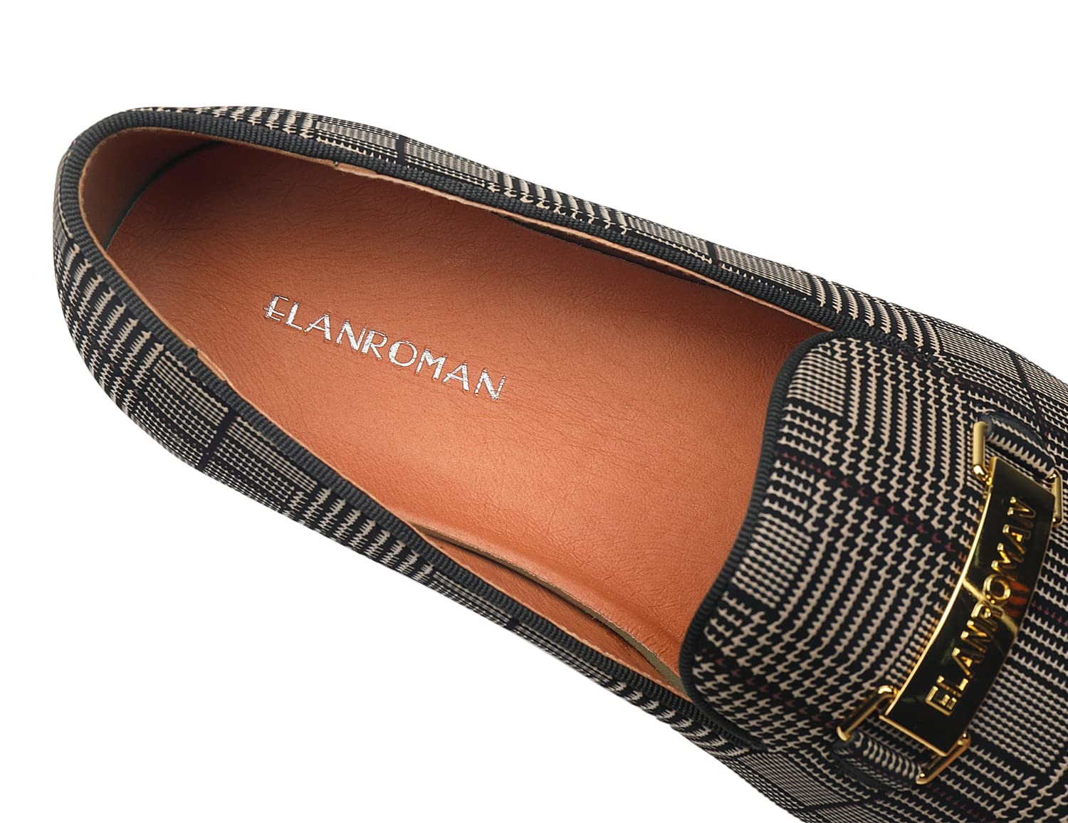 ELANROMAN Men's Gold Buckle Loafers - Stylish Slip-On Penny Loafers for Wedding, Party & Formal Events | Comfortable Dress Shoes for Business, Office & Special Occasions