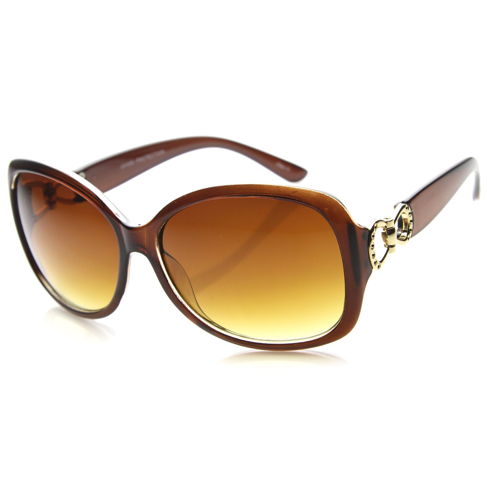 ZeroUV Women's Oversized Metal Accent Butterfly Sunglasses with Wide Temples - 59mm UV Protection Fashion Shades for Beach, Driving & Outdoor Activities