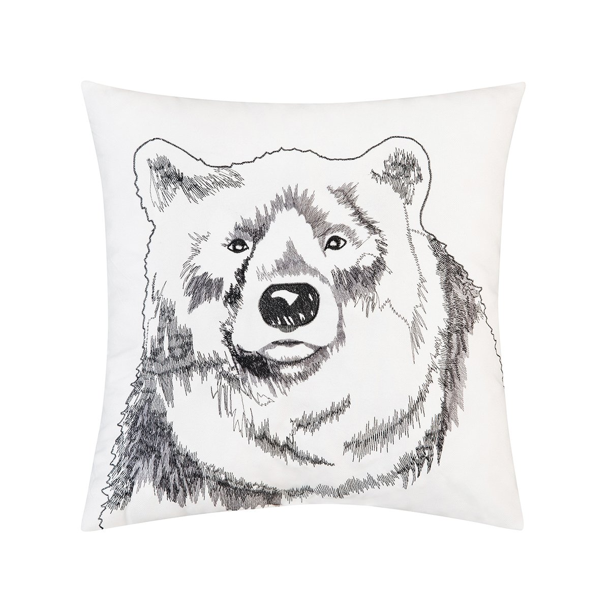 Brown 18x18 Inch Embroidered Bear Portrait Throw Pillow - Indoor/Outdoor Decorative Accent Pillow for Sofa, Bed, Patio & Home Decor | C&F Home