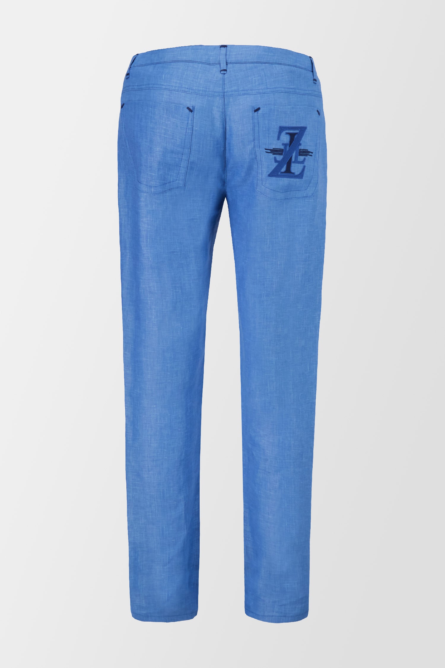 Premium Zilli Blue Linen Trousers for Men - Comfortable Summer Pants with Elastic Waist - Perfect for Casual Wear, Office & Travel