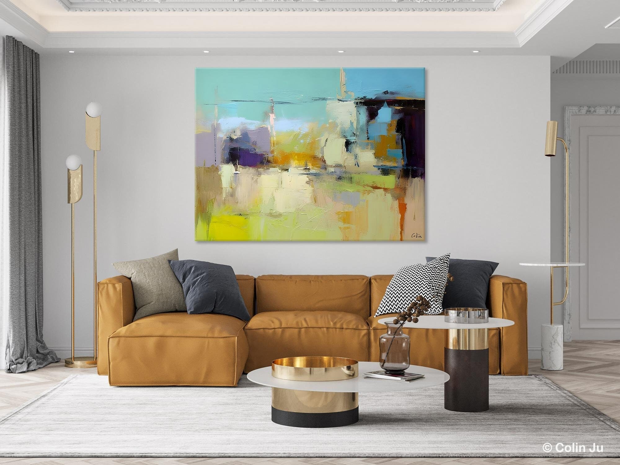 Large Acrylic Paintings on Canvas - Original Abstract Artwork, Contemporary Oversized Modern Wall Decor for Living Room, Bedroom & Office | Handmade Canvas Art