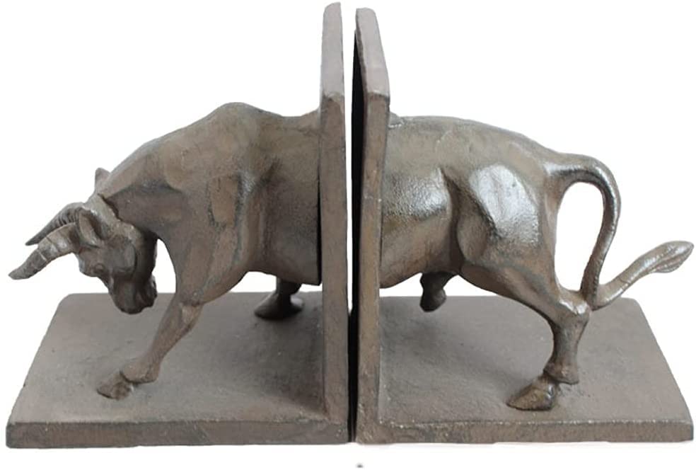 Unique Modern Iron Art Bullfighting Bookends - Heavy Duty Anti-Skid Book Stoppers for Office, Living Room & Meeting Room Decor - Perfect for Bookshelves, Home & Office Organization