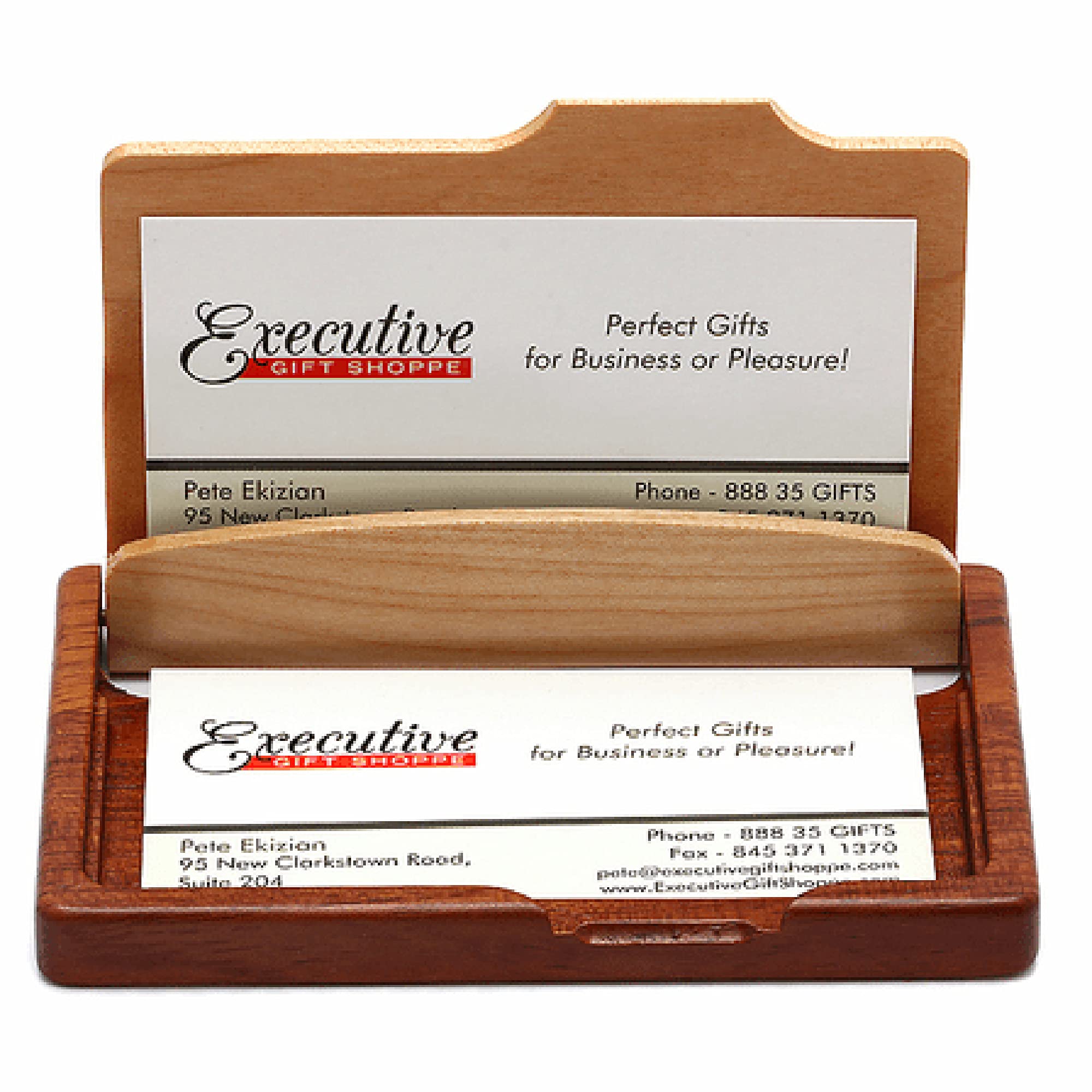 Premium Wooden Business Card Holder for Executives - World's Best Boss Engraved Design - Perfect Office Desk Organizer & Corporate Gift Idea