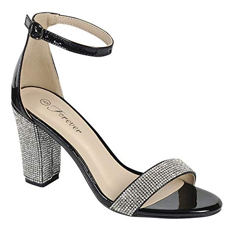 Sparkly Rhinestone Ankle Strap Platform Heels for Women - Chunky High Heel Party Sandals & Evening Pumps | Perfect for Weddings, Prom, Night Out & Special Occasions