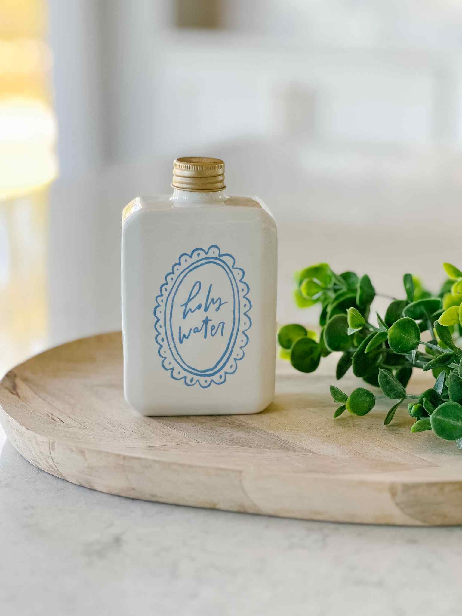 Premium Ceramic Holy Water Bottle for Religious Ceremonies - Sacred Water Container for Baptism, Blessings & Spiritual Use