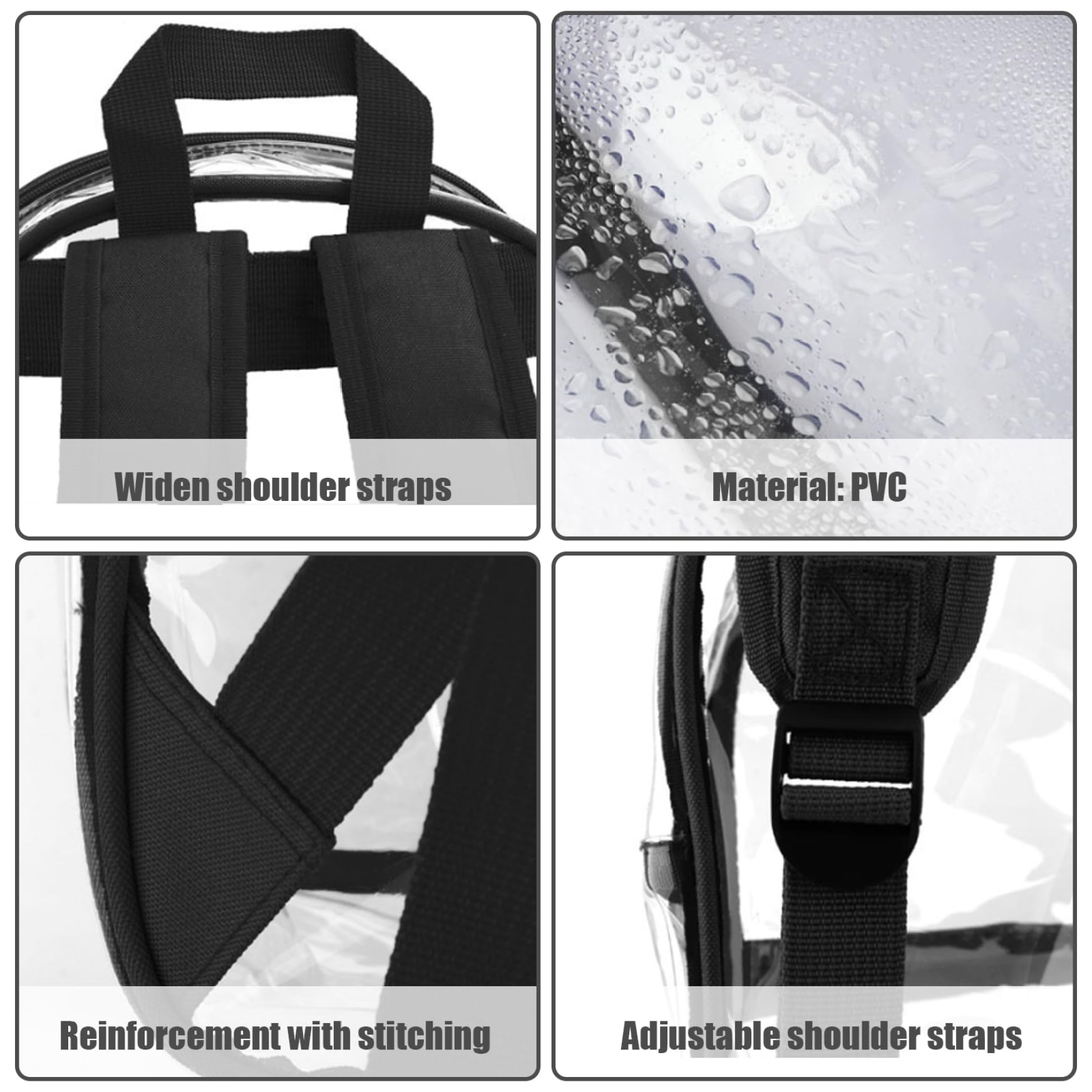 Large Clear Backpack - 20L Transparent Waterproof Stadium Backpack with Front Pocket for Concerts, Festivals & School - Perfect for Security Checks & Travel