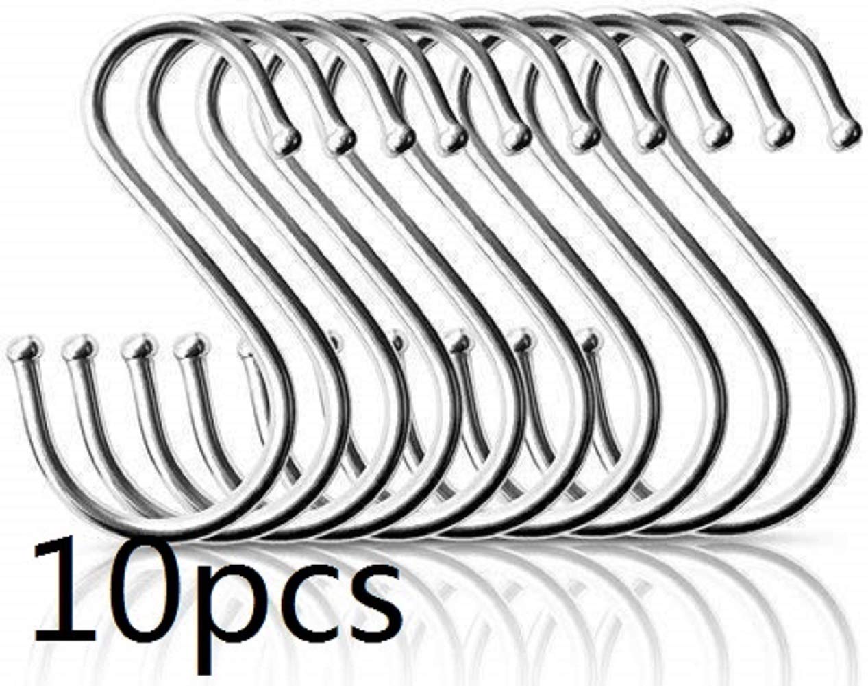Heavy Duty S Hooks 10 Pack - Sturdy Kitchen Pot Rack Hangers, Clothing Hooks & Utensil Organizer - Perfect for Home, Garage & Outdoor Storage Organization (Ideal for Hanging Pots, Pans, Clothes & Tools)