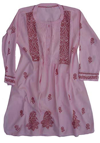 Light Pink With Dark Pink Embroidery