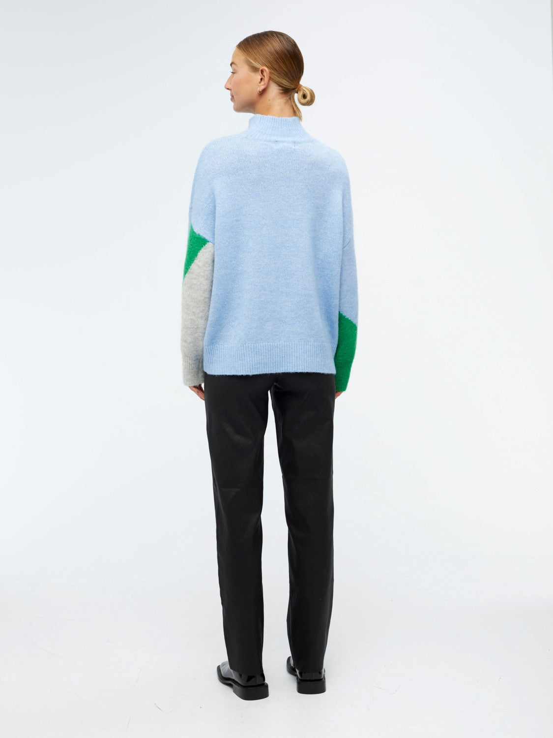 Geromin Jumper Sweater - Serenity Light Grey & Fern Green Color Block Pullover | Cozy Knitwear for Women | Perfect for Casual Outings & Autumn Layering