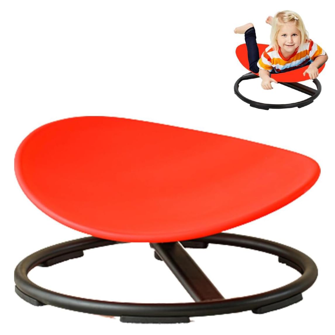 **Kids Swivel Chair - Sensory Toy Chair for Children Ages 3-12 - Spinning & Wobble Balance Chair for Indoor/Outdoor Play, Physical Therapy, and Active Learning (Red)**    *(Perfect for classrooms, therapy sessions, playrooms, and backyard fun!)*