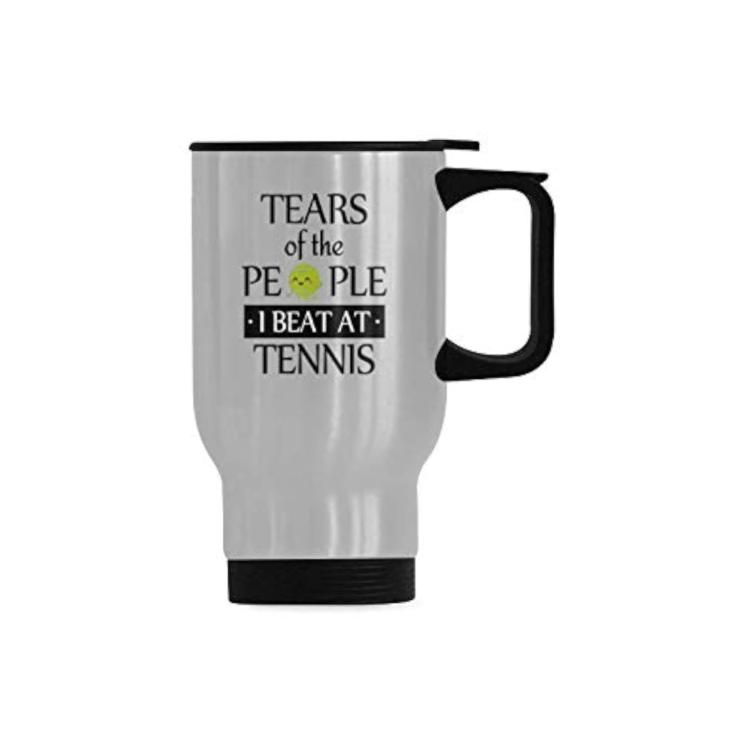 Stainless Steel Tennis Champion Coffee Mug - 14oz Insulated Travel Cup for Hot/Cold Drinks - Perfect for Office, Gym & Commuting - Funny 'Tears of the People I Beat at Tennis' Design