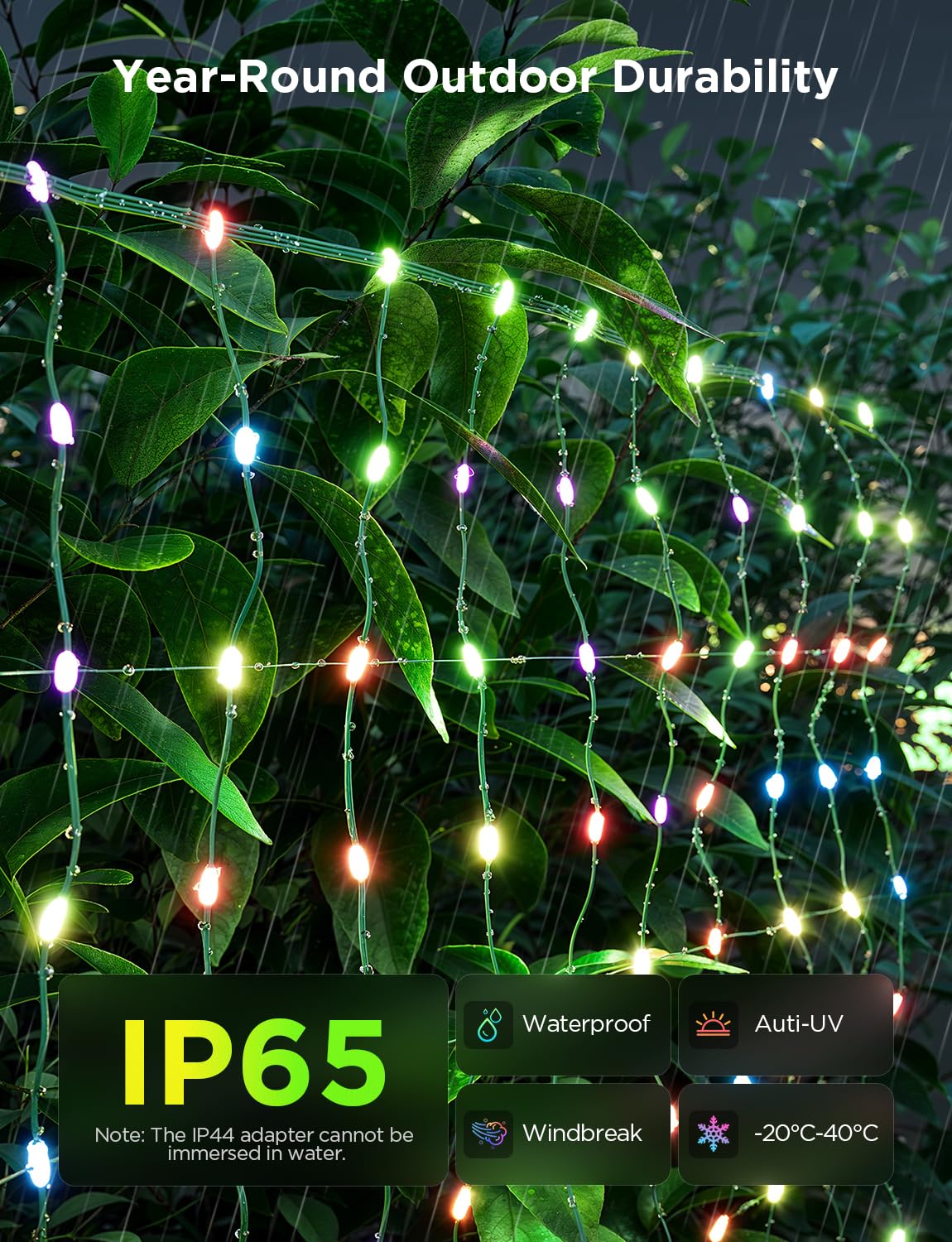 Govee Outdoor RGBIC Smart Net Lights - 2.8 × 9.4ft 480 LEDs with DIY Functions, 64 Lighting Modes, IP65 Waterproof for Bush, Patio, Garden Decor - Alexa & Google Assistant Compatible (Green Wire) - Perfect for Christmas, Halloween, Parties & Outdoor Events