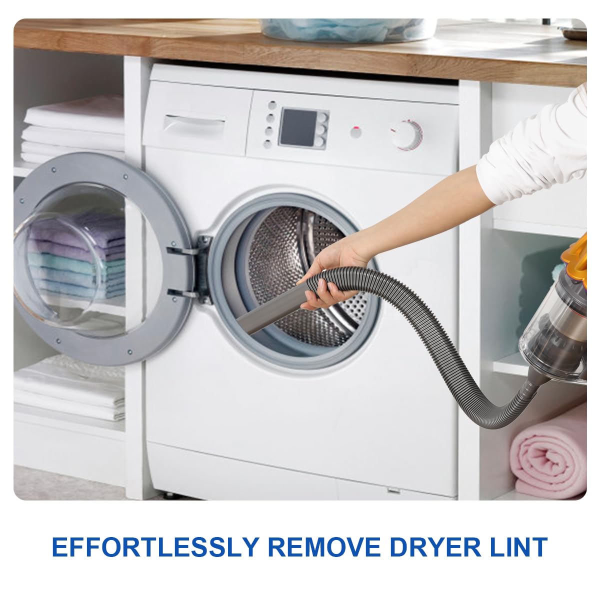 Dyson V15 V12 V11 V10 V8 V7 Vacuum Dryer Lint Attachment - Flexible Crevice Tool & Hose for Dryer Vent Cleaning, Car Detailing & Home Maintenance | Compatible with Dyson Outsize Vacuum Cleaners