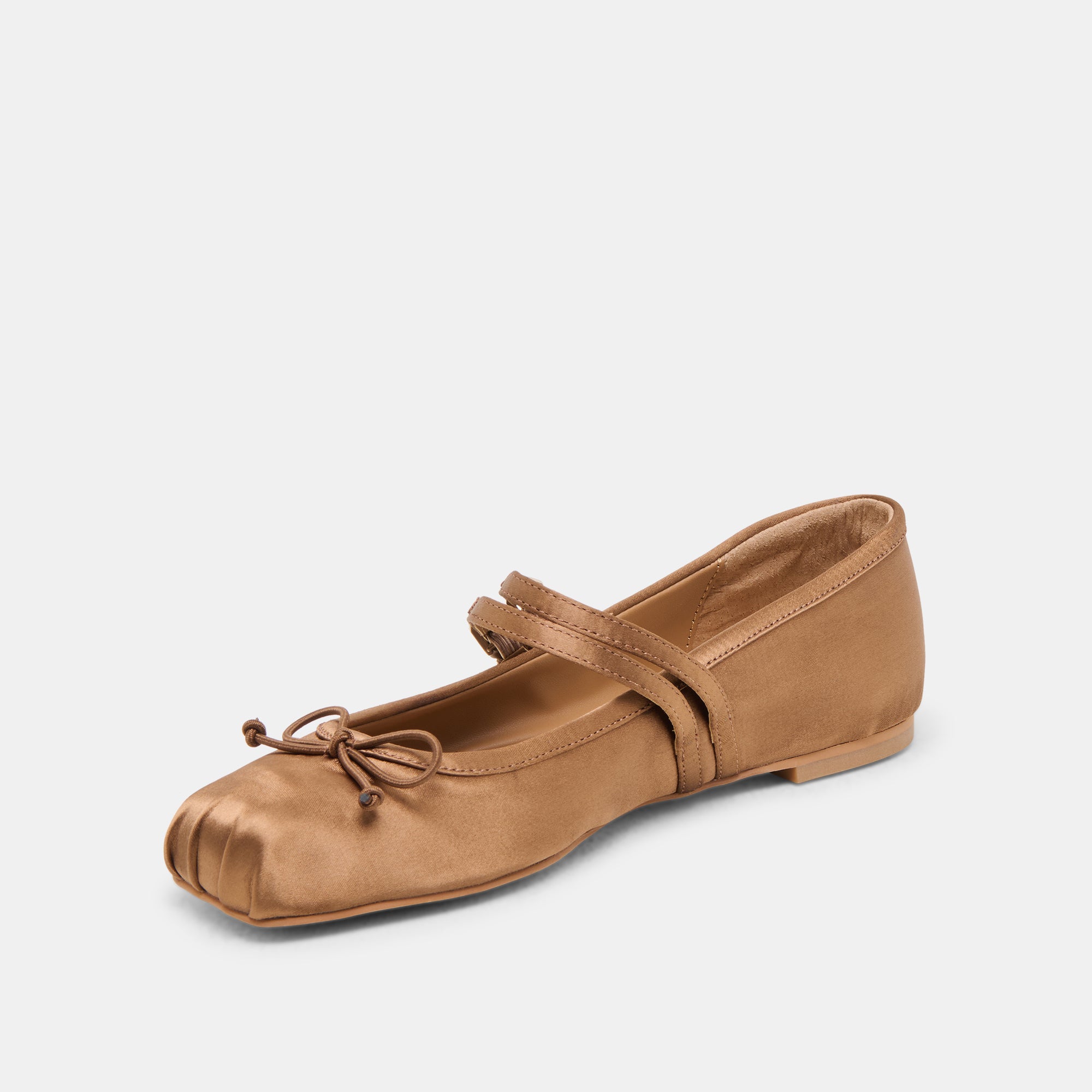 GIBSEN Women's Ballet Flats - Mid Brown Satin Shoes for Comfort & Style | Perfect for Work, Casual Wear & Special Occasions