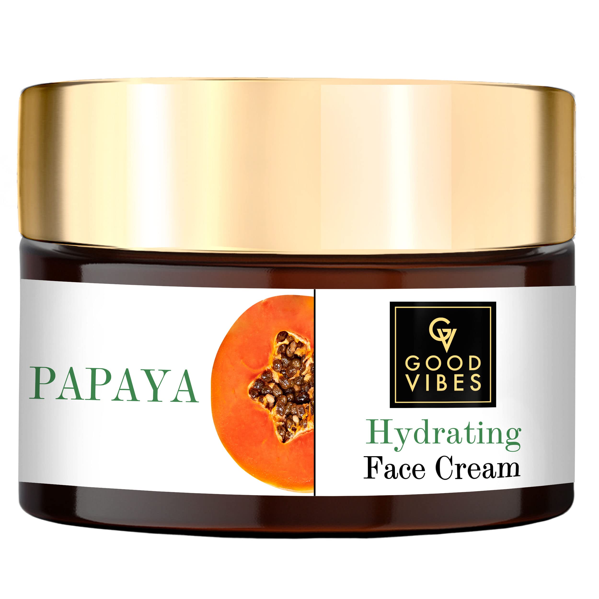 Good Vibes Papaya Hydrating Face Cream 50g - Skin Brightening Moisturizer with Lightweight Formula | Reduces Dark Circles & Improves Skin Clarity | Natural, Paraben & Sulfate Free, Cruelty Free | Perfect for Daily Hydration & Nighttime Skin Repair