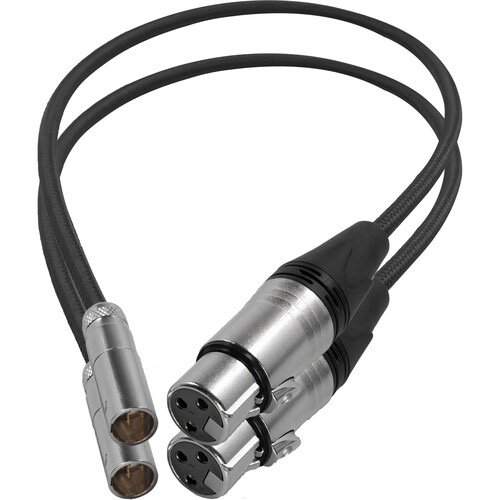 Kondor Blue Mini XLR Male to XLR Female Audio Cable - 2 Pack Black - Compatible with Canon C70 & BMPCC 6K/4K Cameras - Professional Studio & Field Recording Accessory