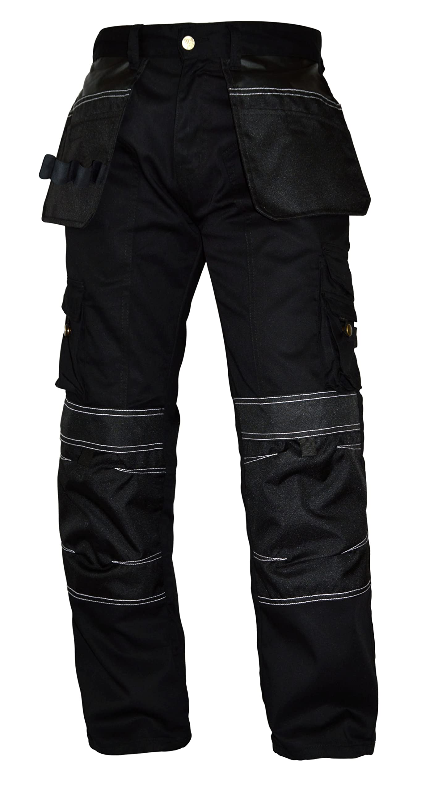 FASHIO FF Men's Cordura Work Pants - Tactical Trousers with Utility Tool Pockets, Heavy Duty Reinforced Carpenter Safety Pants for Construction, Hiking & Outdoor Activities