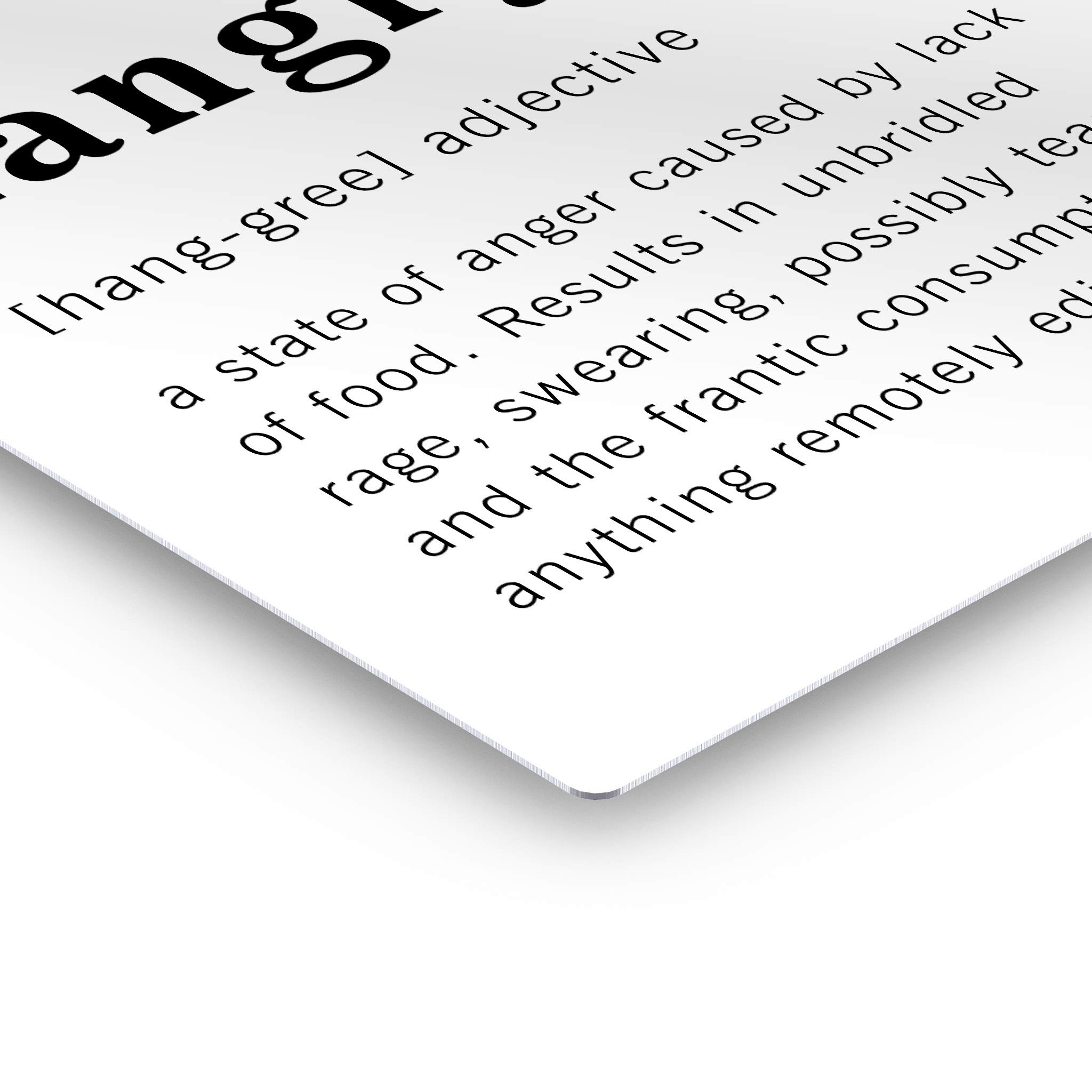 Funny Adjective Noun Dictionary Definition of Hangry Metal Print - Inspirational Quote Sign for Office, Living Room, Bedroom & Bathroom - Ready to Hang Wall Art Decor (40x30 Inches) - Made in USA | Perfect for Gifts, Home Decor & Humorous Wall Art