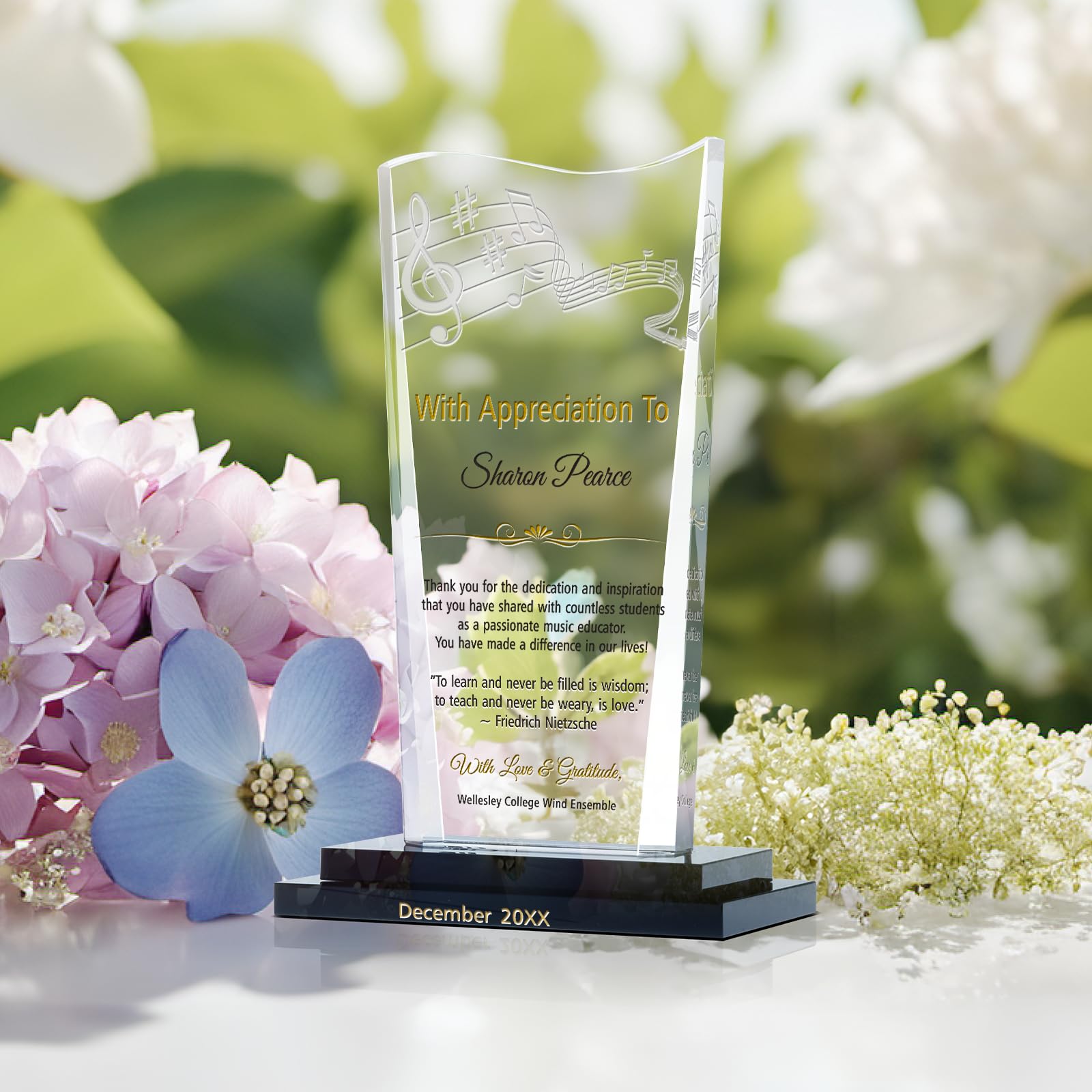 Custom Engraved Crystal Plaque for Band Director, Music Teacher, Choir Conductor - Personalized with Name, School & Class - Perfect Retirement, End of Year, or Appreciation Gift (7.5 Inch) - Ideal for Office Display, Awards Ceremony & Teacher Recognition Events