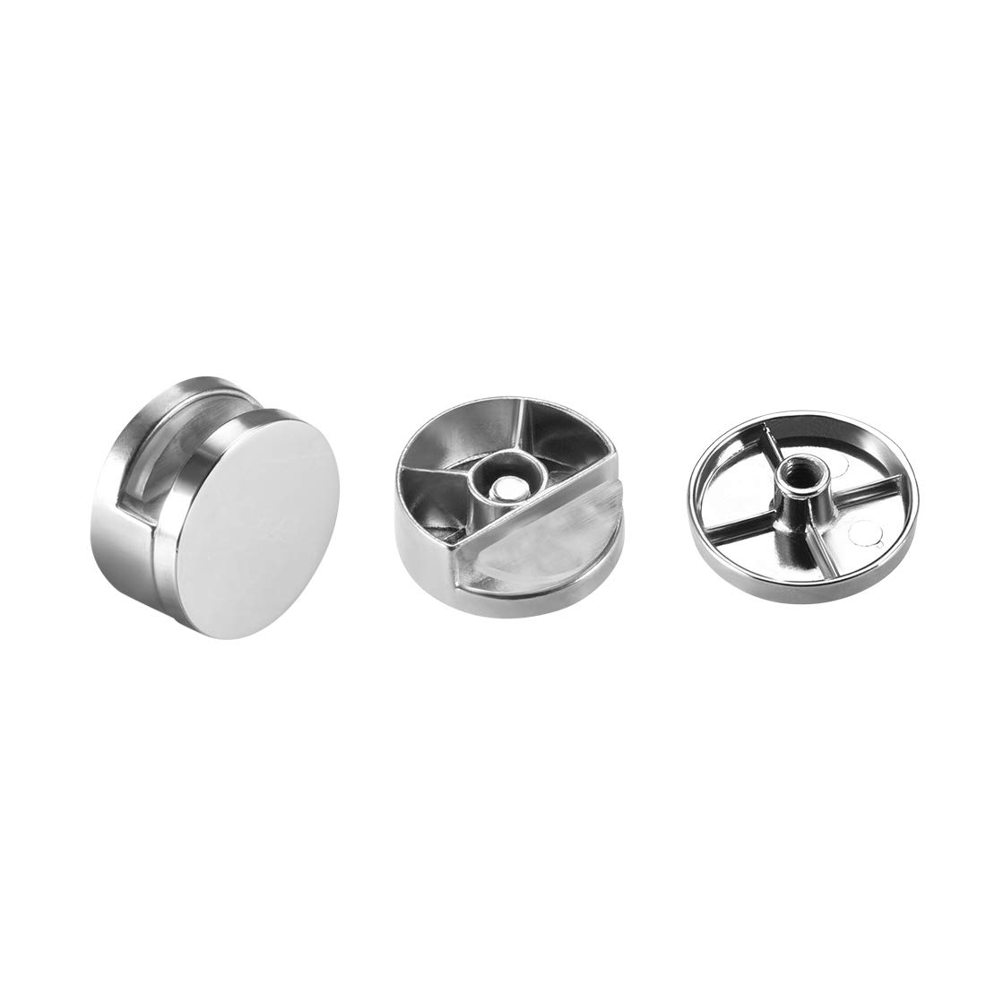 uxcell Zinc Alloy Mirror Clips - 4pcs Round Glass Clamps for 5mm Thick Mirrors | Heavy Duty Bathroom & Wall Mirror Holder | Perfect for Home Decor, Vanity, and DIY Projects