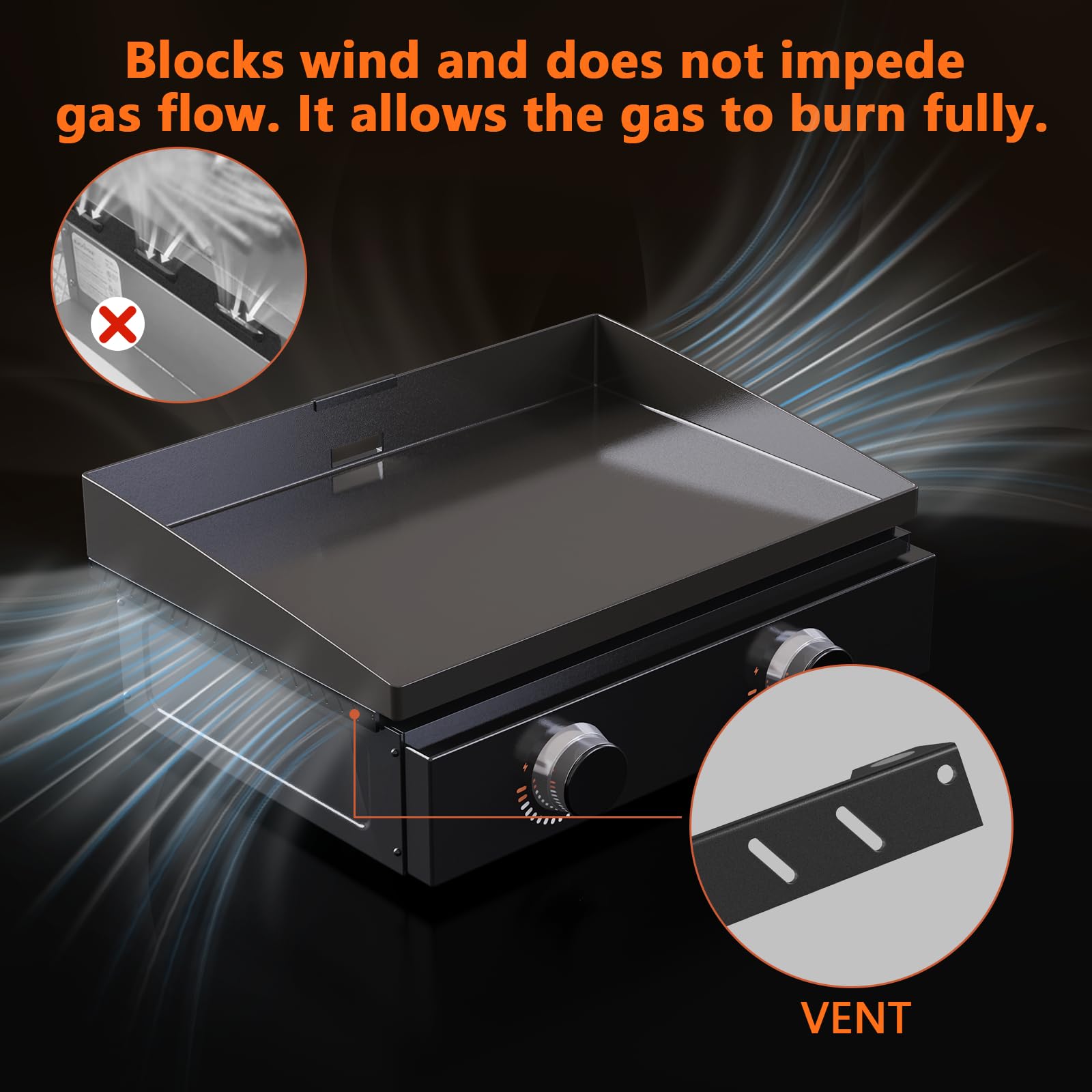 Upgraded Magnetic Stainless Steel Wind Guard for Blackstone 22