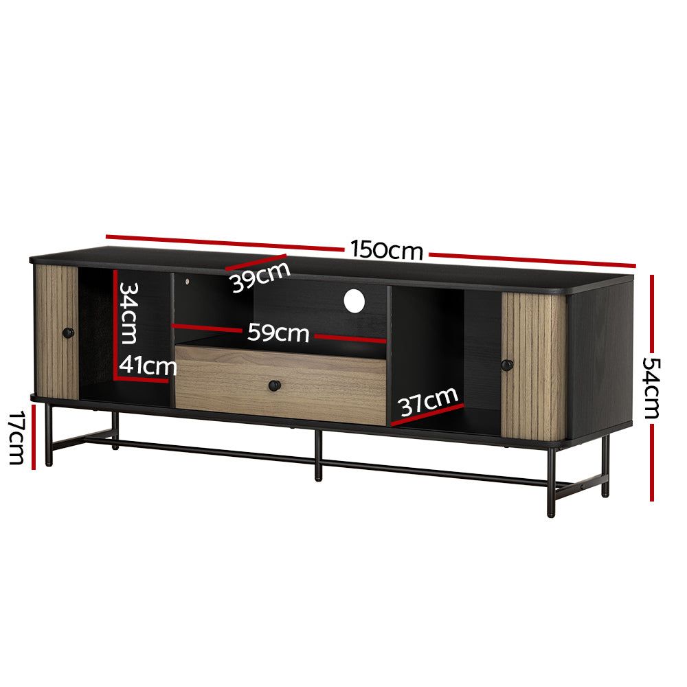 Artiss 150CM Black Boris TV Stand Entertainment Unit - Modern TV Cabinet for Living Room, Bedroom & Home Theater