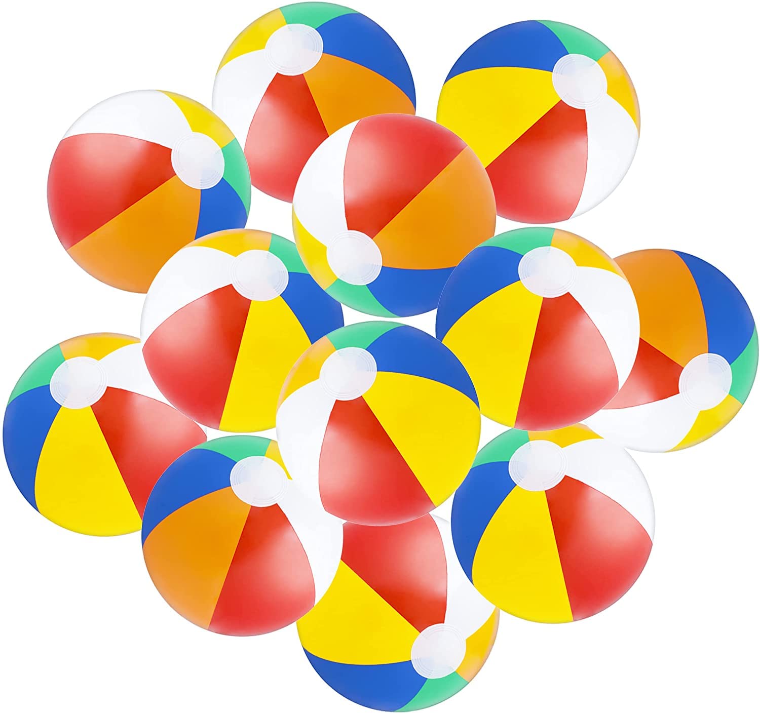 12-Pack Rainbow Inflatable Beach Balls - Colorful Party Pool Toys for Summer Water Fun, Outdoor Activities, Beach Decorations & Party Favors | Perfect for Pool Parties, Backyard BBQs, Kids' Birthday Celebrations & Beach Vacations