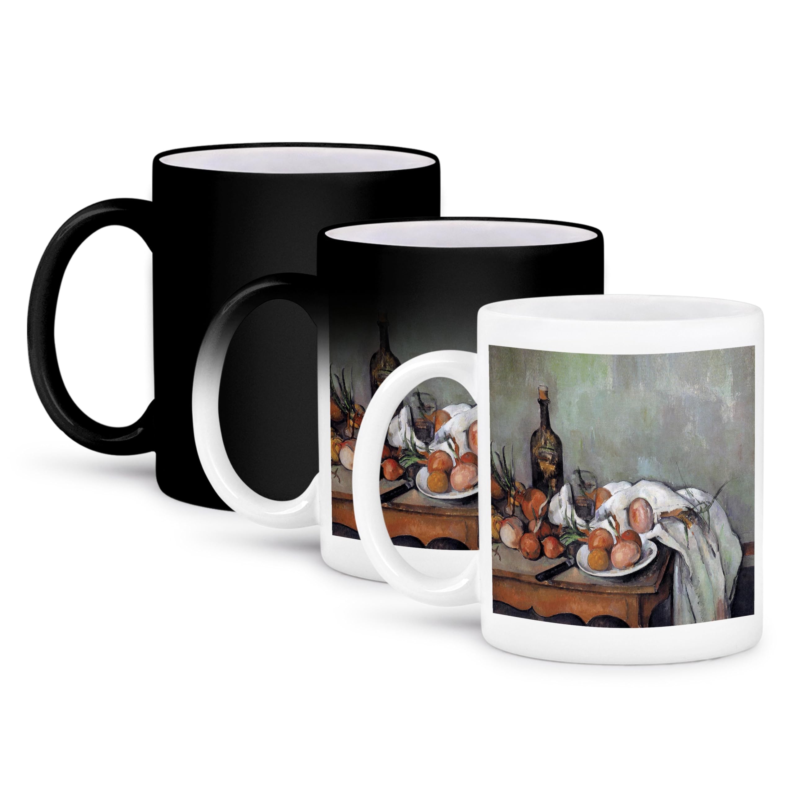 3dRose Paul Cezanne Still Life with Onions 11 oz Ceramic Coffee Mug - Black & White Art Design - Perfect for Home, Office & Gift Giving