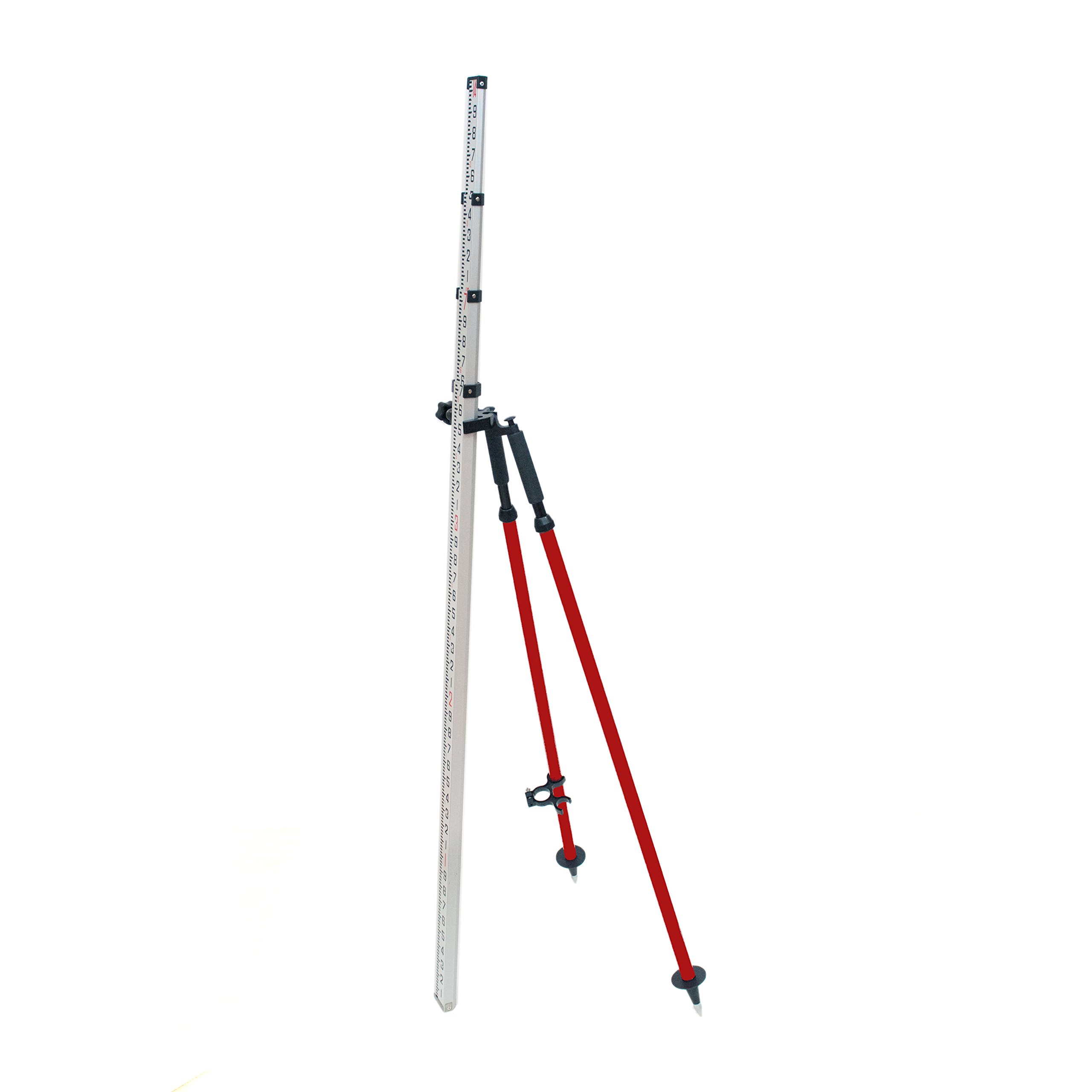 AdirPro Professional Grade Surveying Rod Bipod - Adjustable Leveling Rod Bipod with Quick Thumb Release Locking System (Red) - Perfect for Land Surveying, Construction Leveling & Outdoor Measurement Work