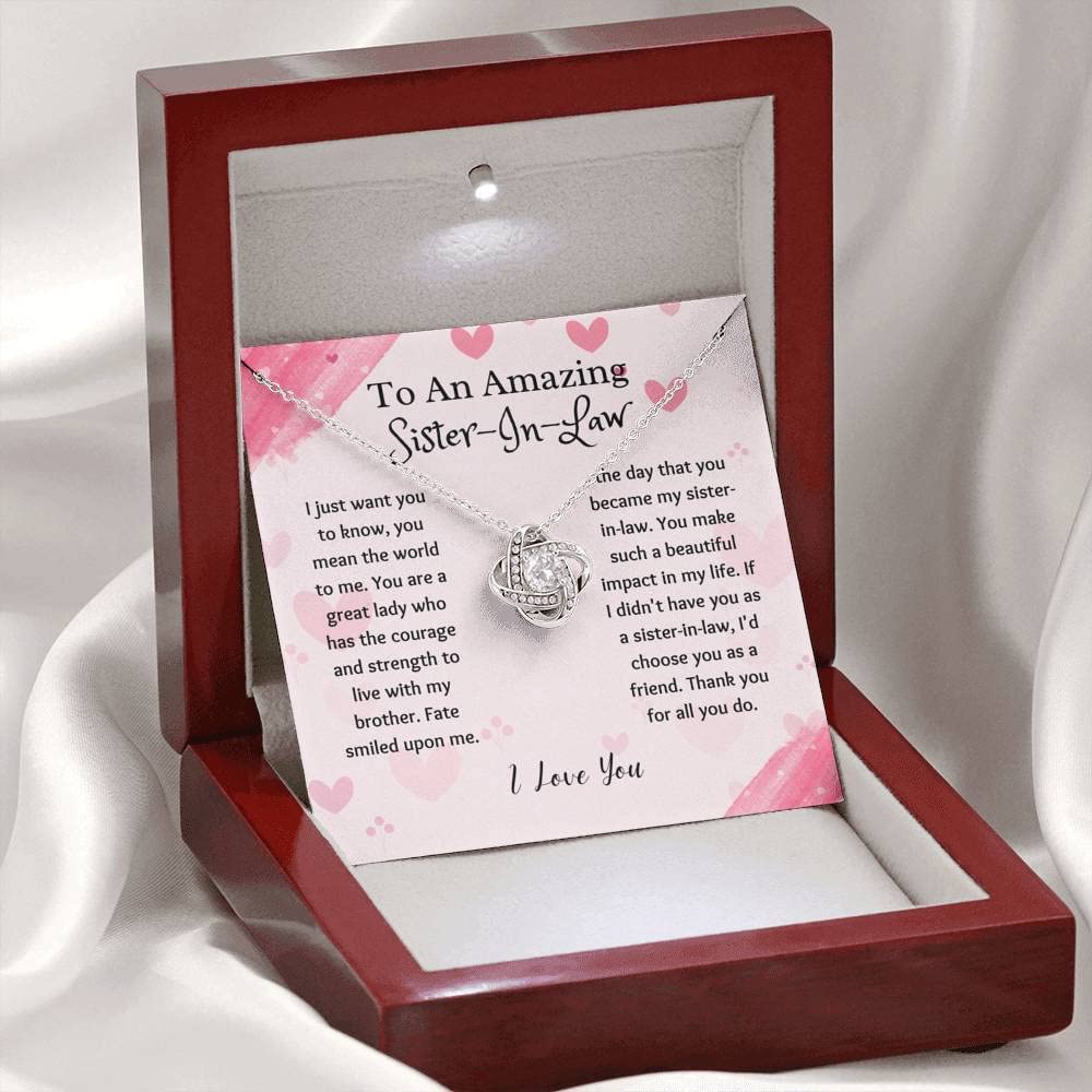 Love Knot Necklace for Sister-in-Law - Personalized Jewelry Gift for Future Sister-in-Law, Bonus Sister, Bride & Wedding | Thoughtful Present for Her Birthday, Anniversary or Special Occasion
