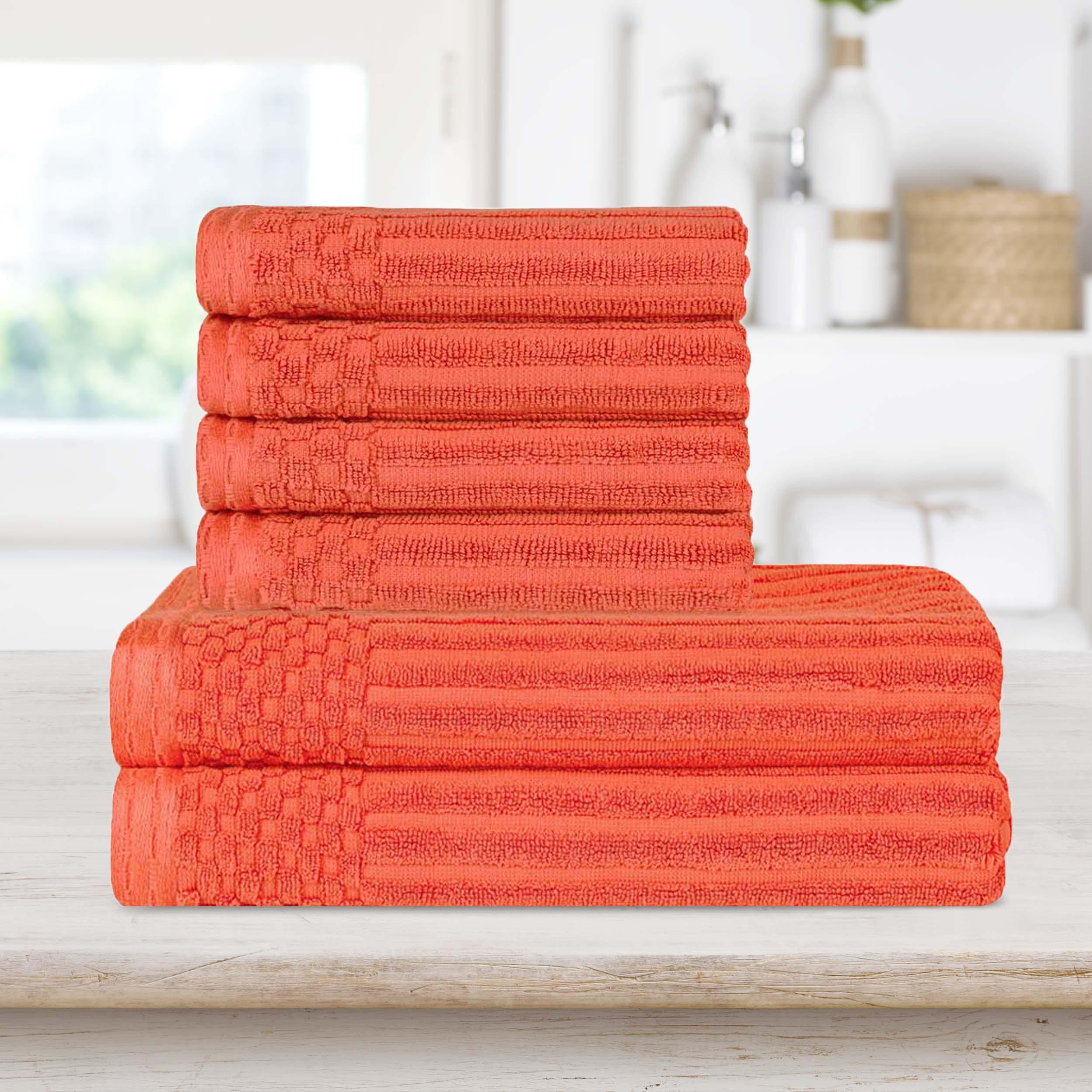 Premium Soho Ribbed Textured Cotton Bath Towel Set - Ultra Absorbent, Quick-Drying Hand & Bath Towels for Spa, Gym, and Luxury Home Use