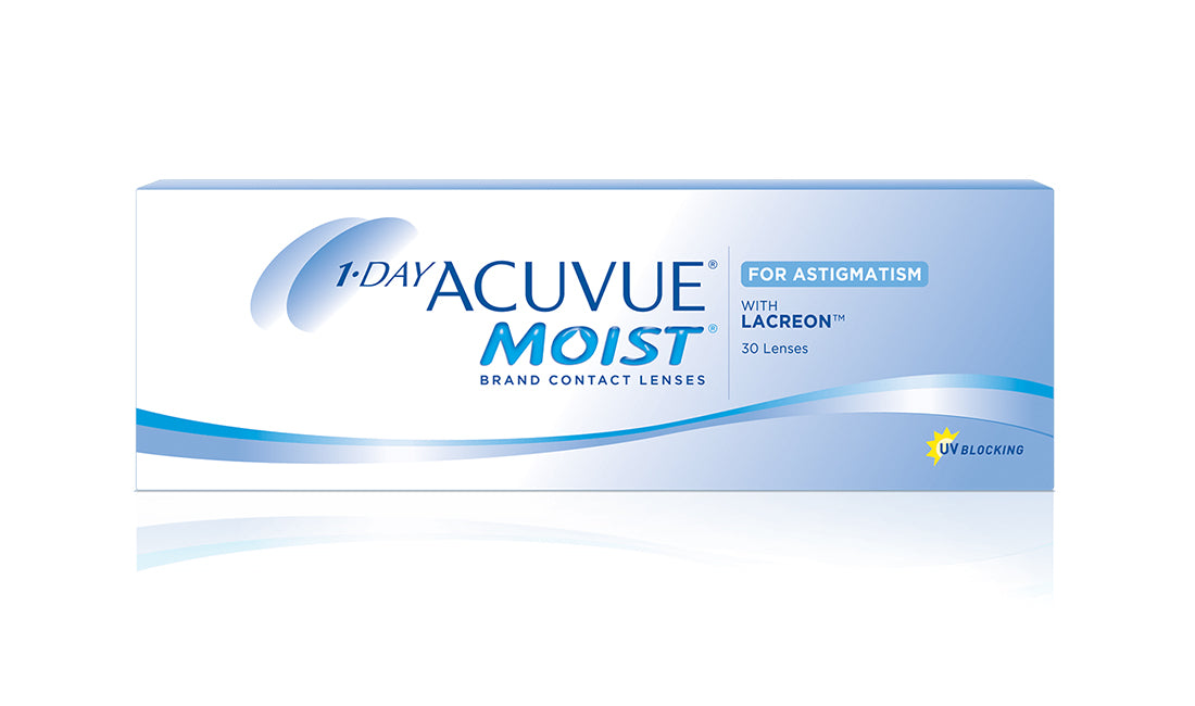 Acuvue 1 Day Moist for Astigmatism Contact Lenses - 30 Pack (30 Lenses) | Daily Disposable Toric Lenses for Dry Eyes & Comfort | Perfect for Active Lifestyles, Sports & Travel